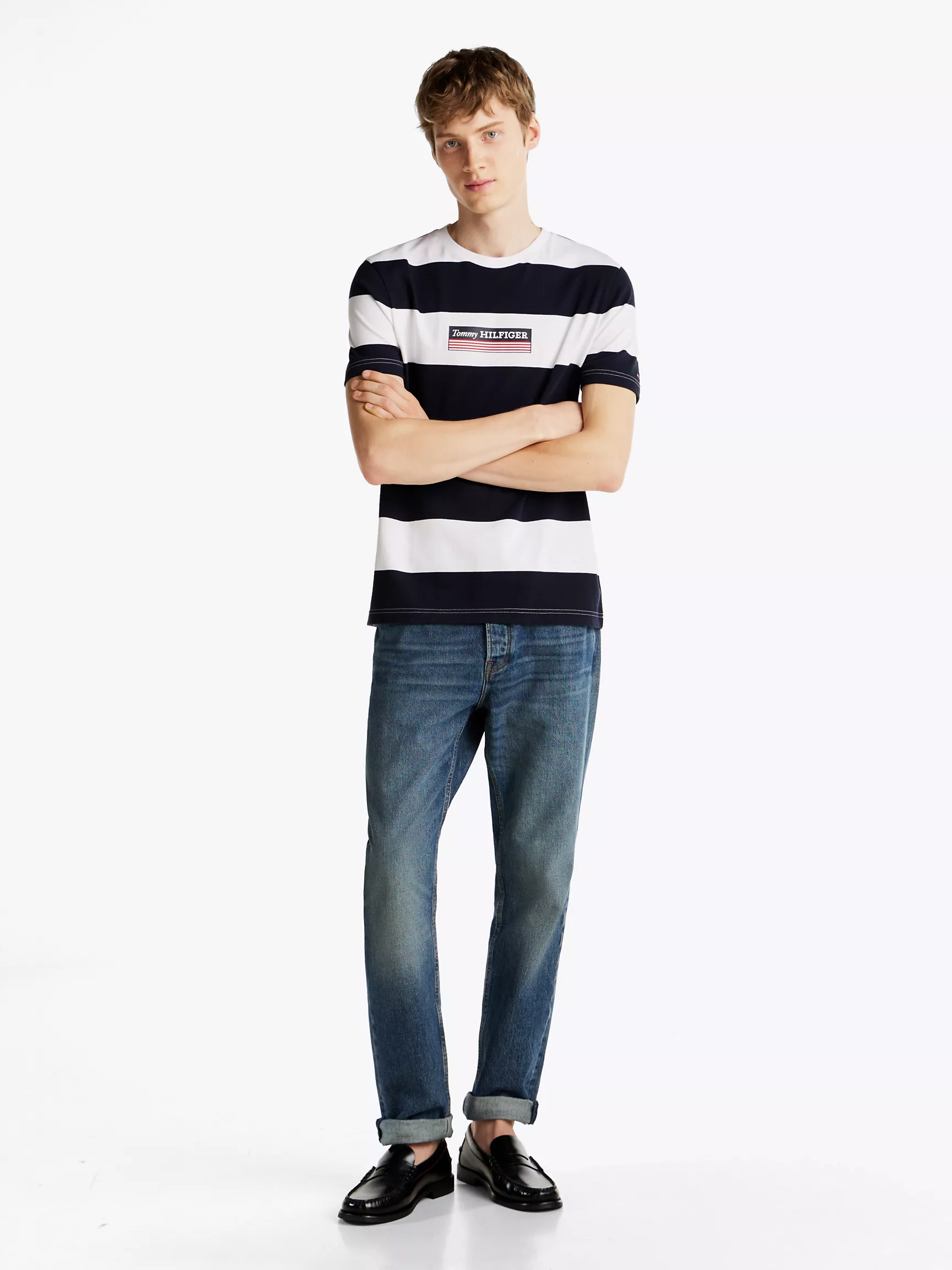 Мужская футболка Tommy Hilfiger, Футболка Hilfiger с логотипом в виде коробки и полосками