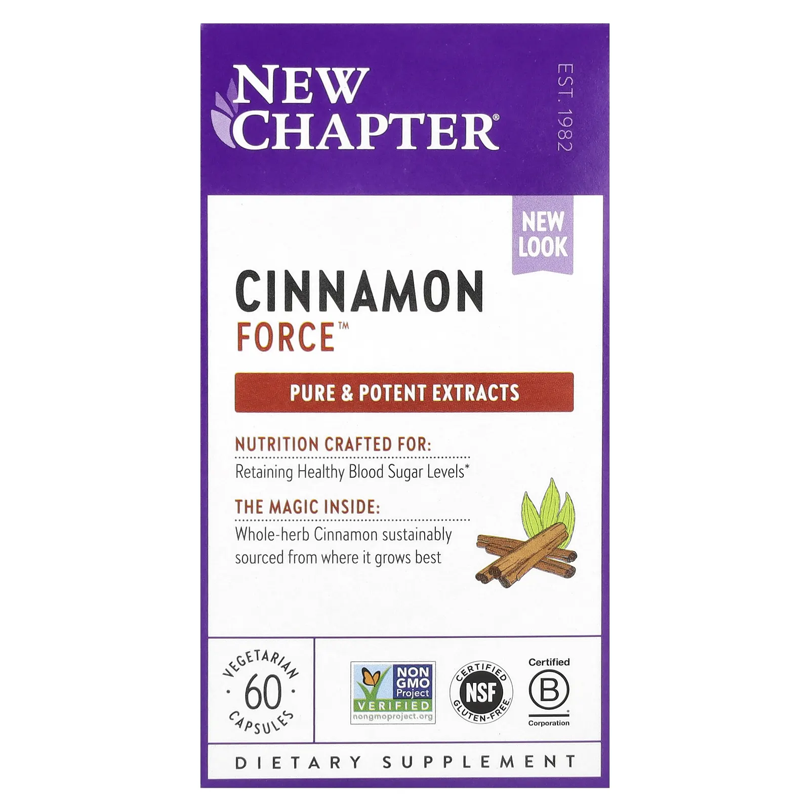 New Chapter, Cinnamon Force, 60 вегетарианских капсул