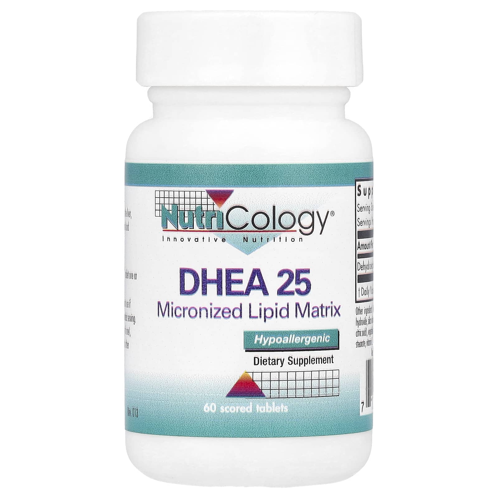 Nutricology, DHEA 25, 60 делимых таблеток