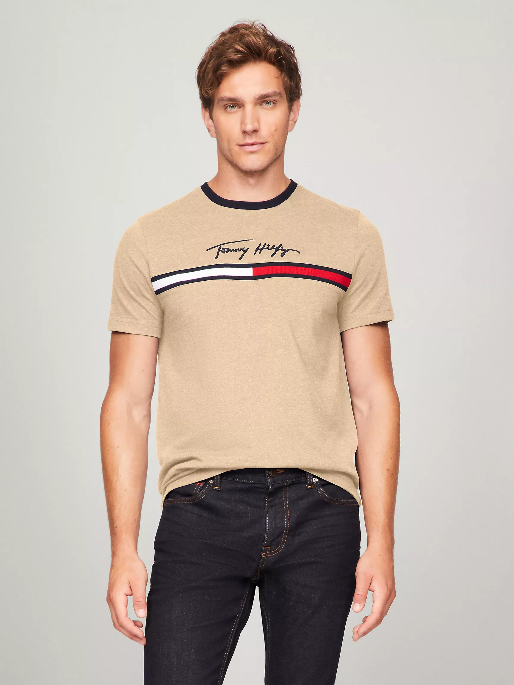 Мужская футболка Tommy Hilfiger, Футболка с фирменным флаговым логотипом Hilfiger