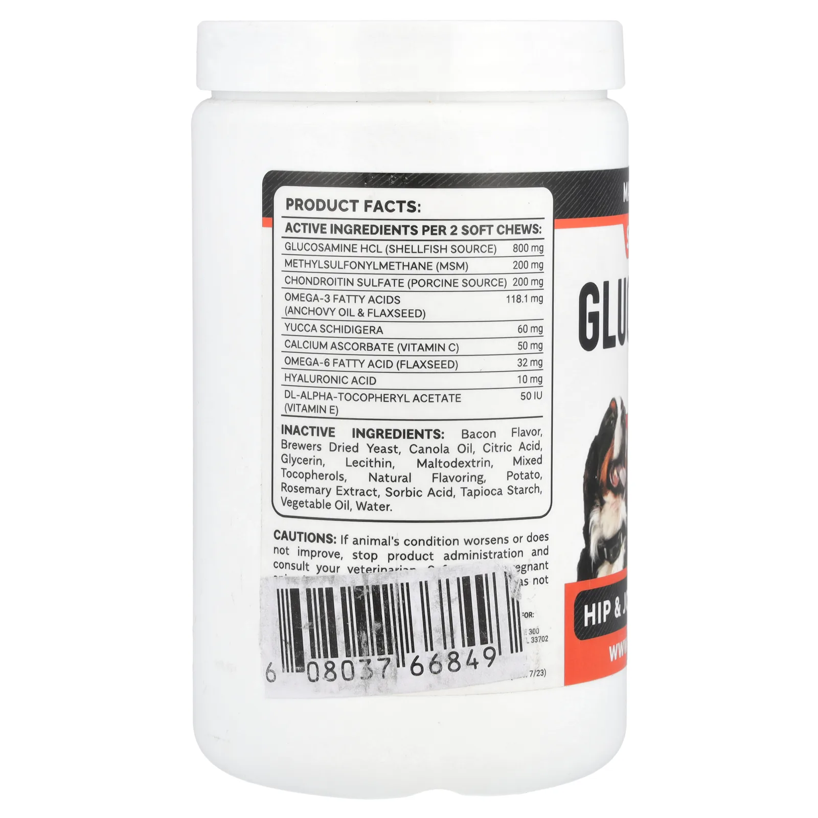 StrellaLab, Max Strength Glucosamine Chews, For Dogs, Senior Advanced, Bacon, 180 Chews, 19 oz (450 g)