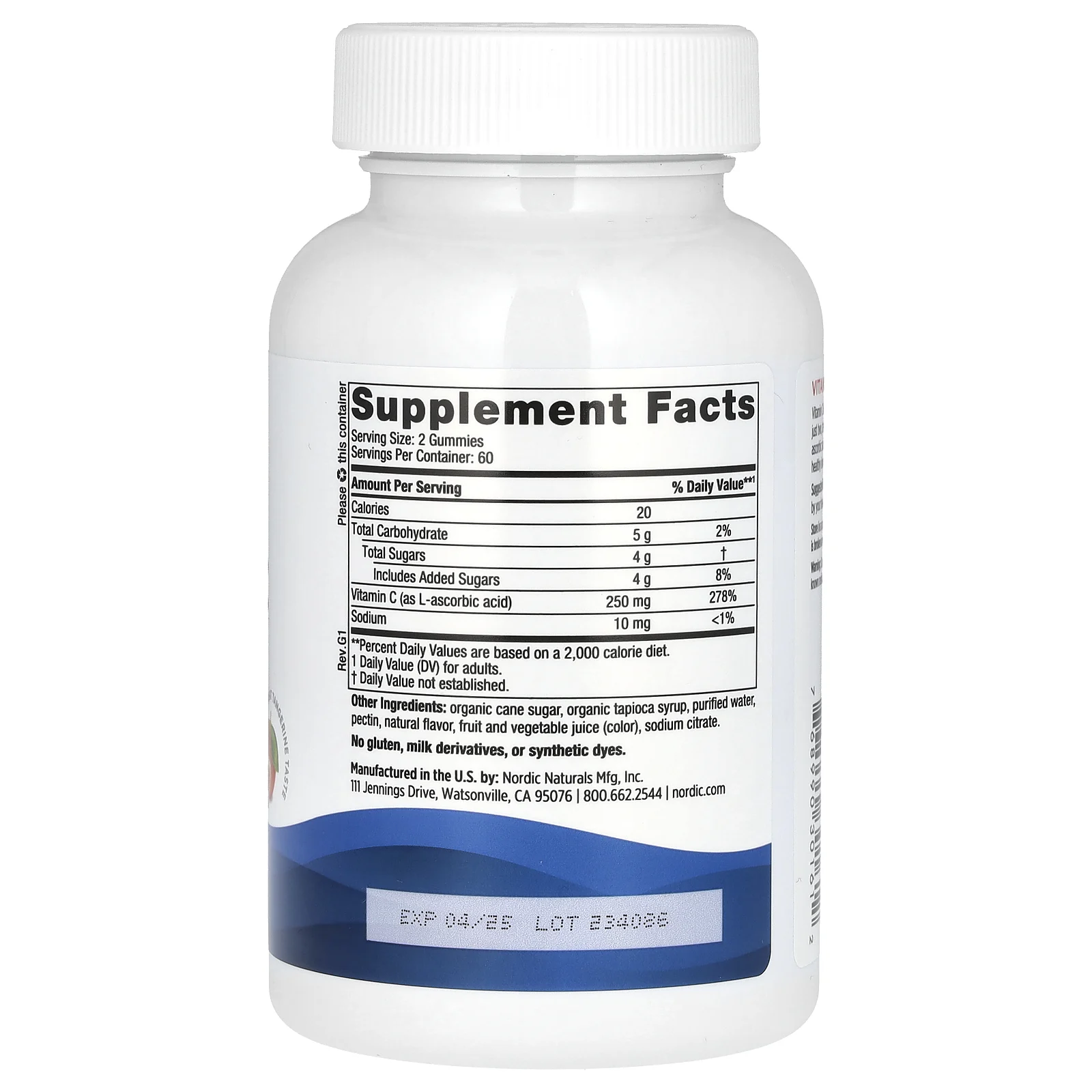 Nordic Naturals, жевательный витамин C, со вкусом мандарина, 250 мг, 120 жевательных таблеток (125 мг в 1 таблетке)
