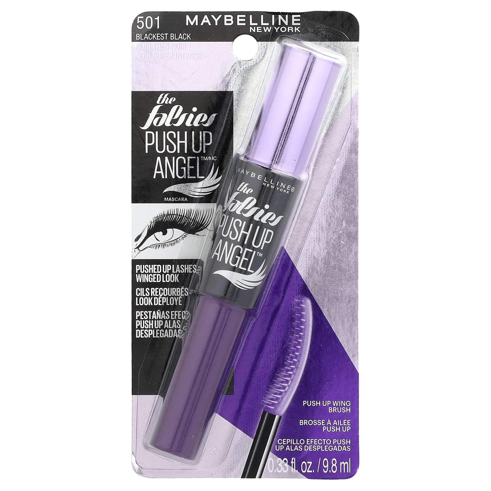Maybelline, The Falsies™, Push Up Angel™, тушь для ресниц, оттенок 501 черный, 9,8 мл (0,33 жидк. унции)