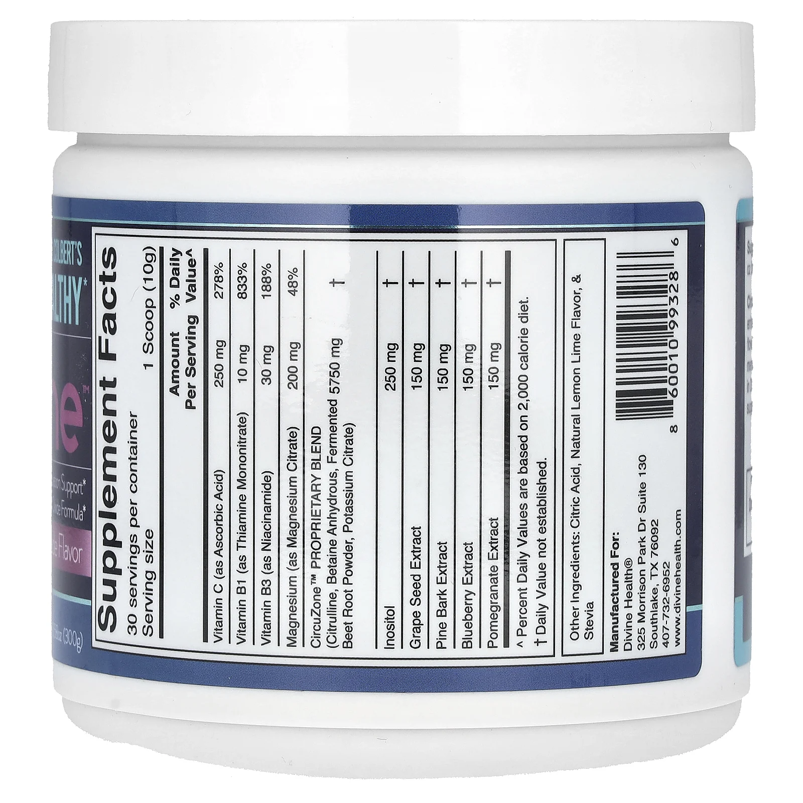 Divine Health, Don Colber MD, средство для поддержки артериального давления, со вкусом натурального ягодного лаймада, 300 г (10,58 унции)