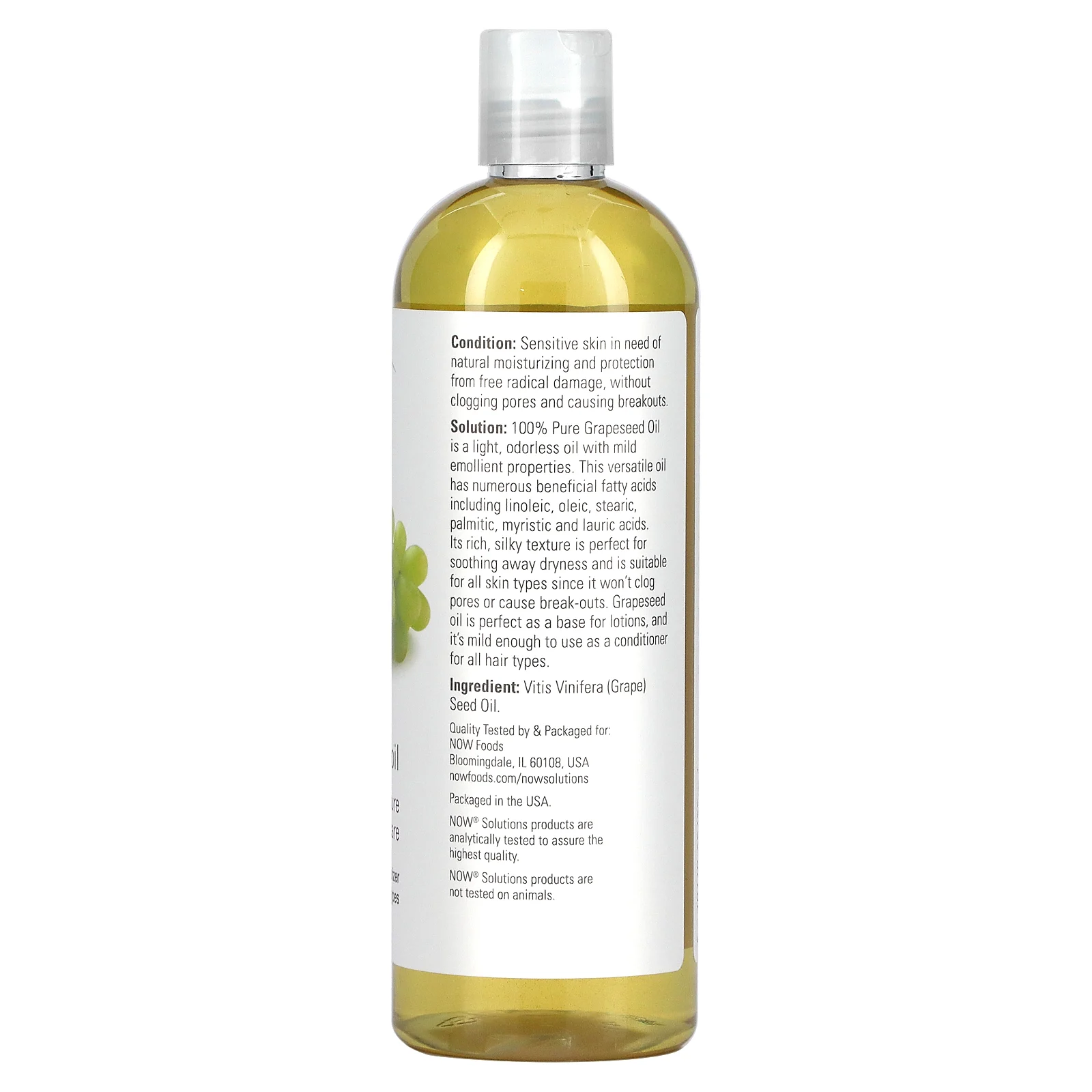 NOW Foods, Solutions, масло из виноградных косточек, 473 мл (16 жидк. унций)