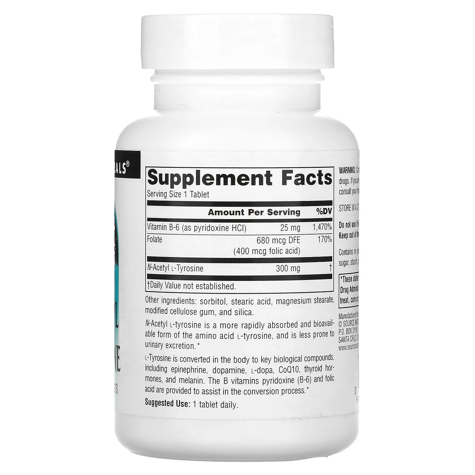 Source Naturals, N-ацетил L-тирозин, 300 мг, 120 таблеток