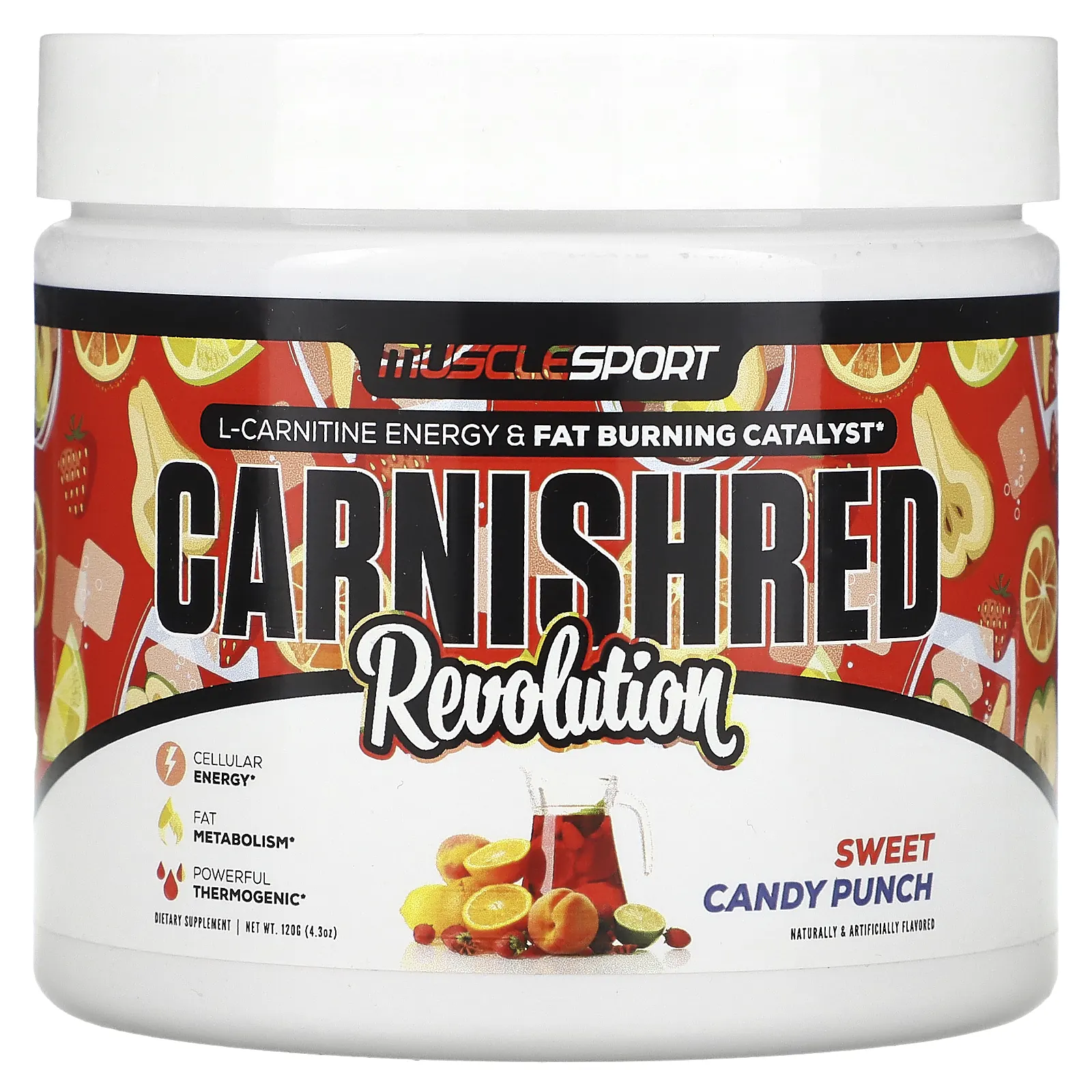 MuscleSport, Carnishred, Revolution, сладкий пунш, 120 г (4,3 унции)