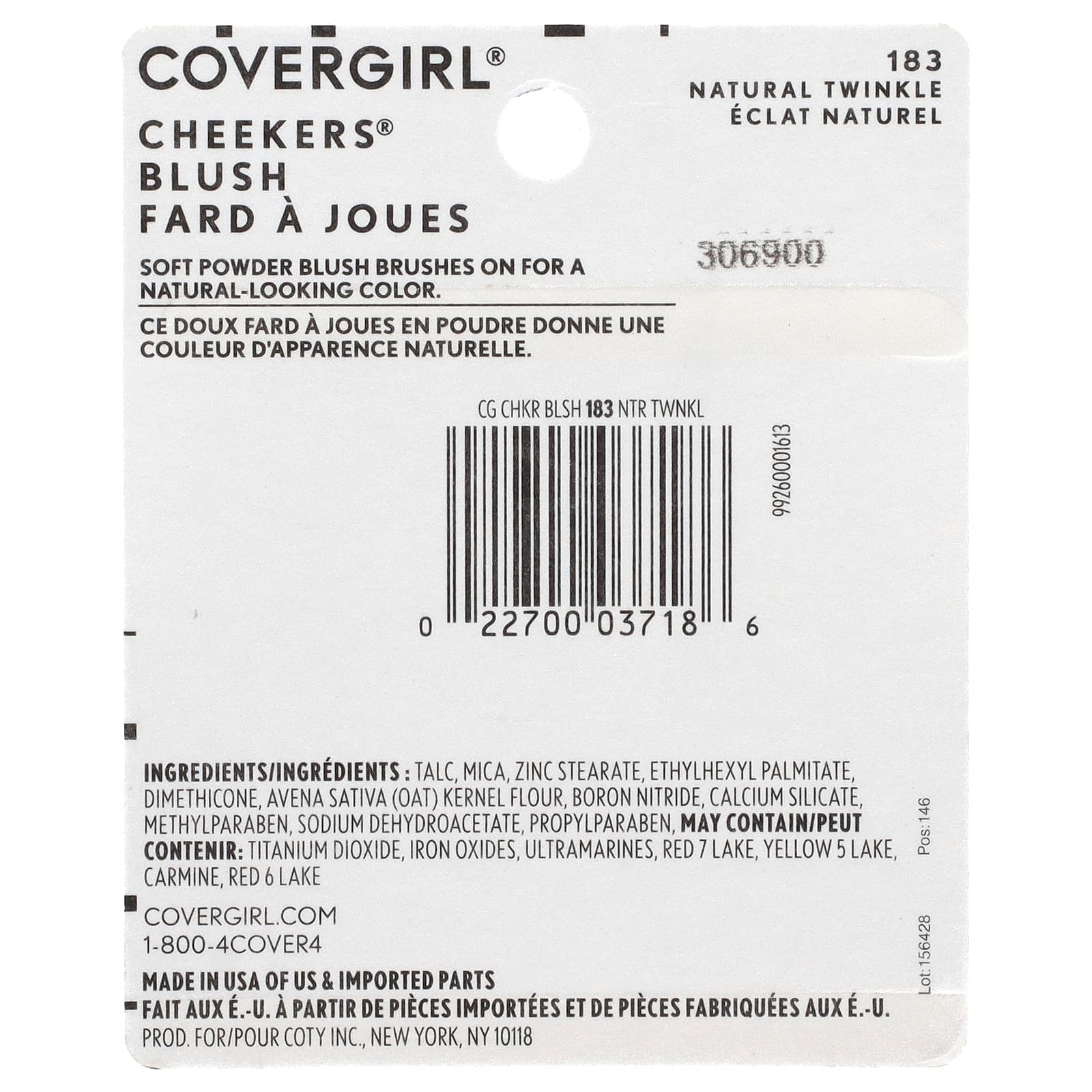 Covergirl, Cheekers Blush, оттенок 183 Natural Twinkle, 3 г (0,12 унции)