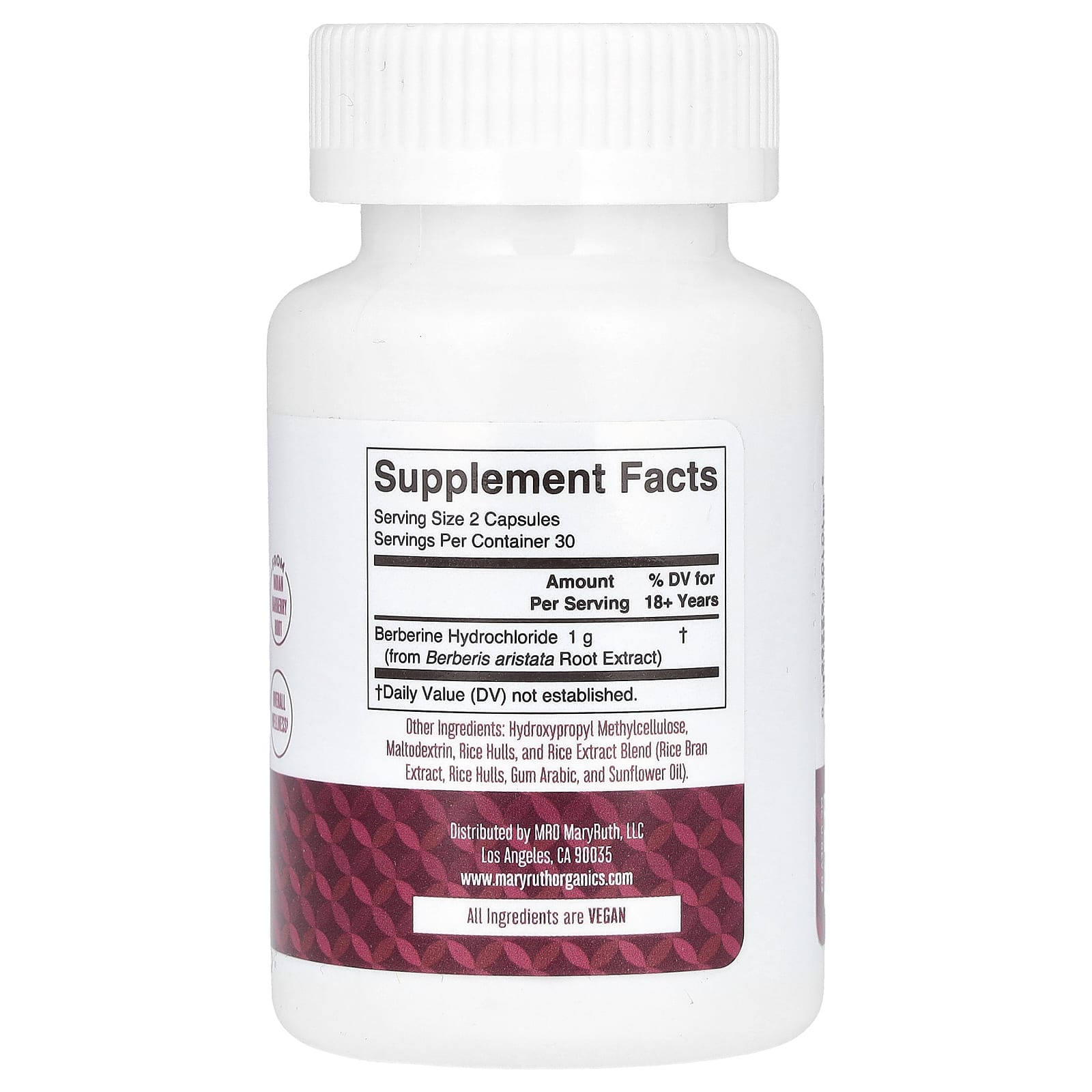 MaryRuth's, Берберин, 1 г, 60 капсул (500 мг в каждой капсуле)