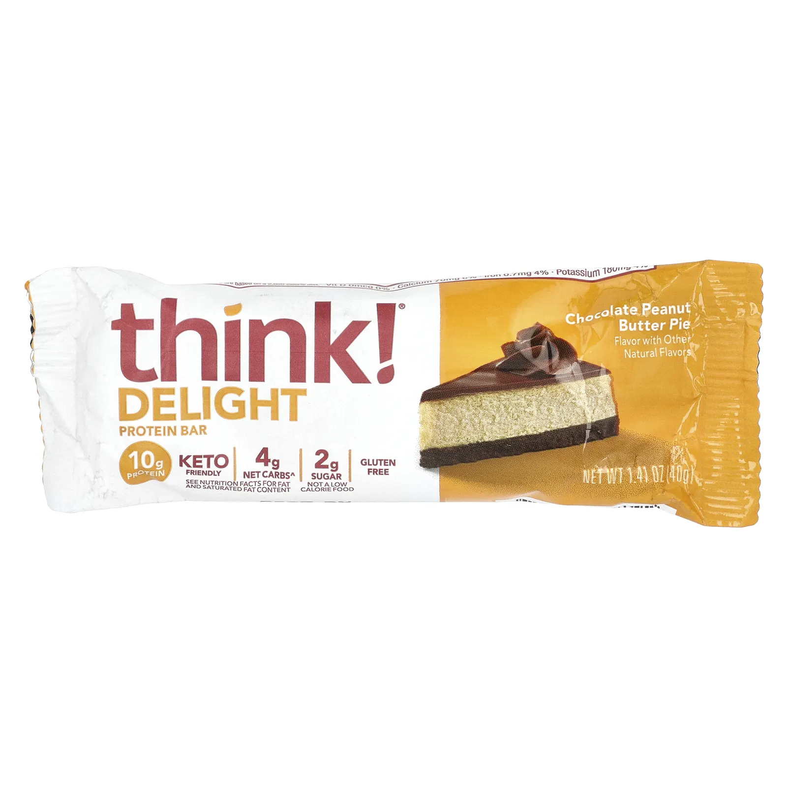 Think !, Keto Protein Bars, шоколадный пирог с арахисовой пастой, 10 батончиков, 40 г (1,41 унции) каждый