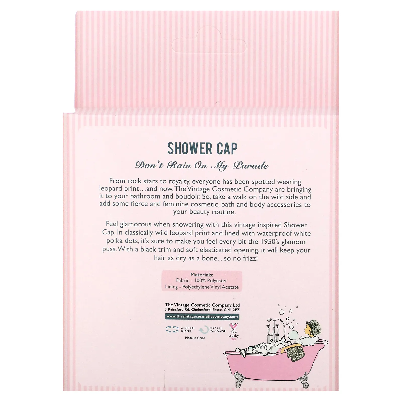 The Vintage Cosmetic Company, Шапочка для душа, леопардовый принт, 1 шт.