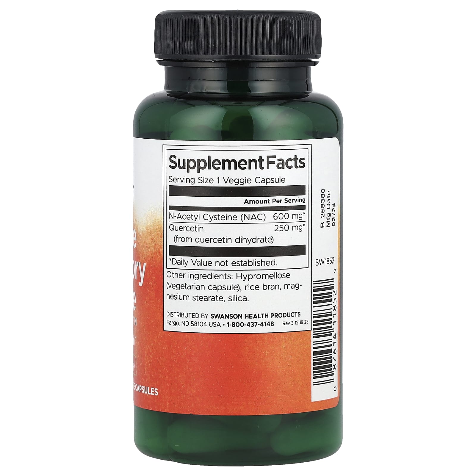 Swanson, Максимальная защита дыхательных путей с NAC и кверцетином, 60 растительных капсул