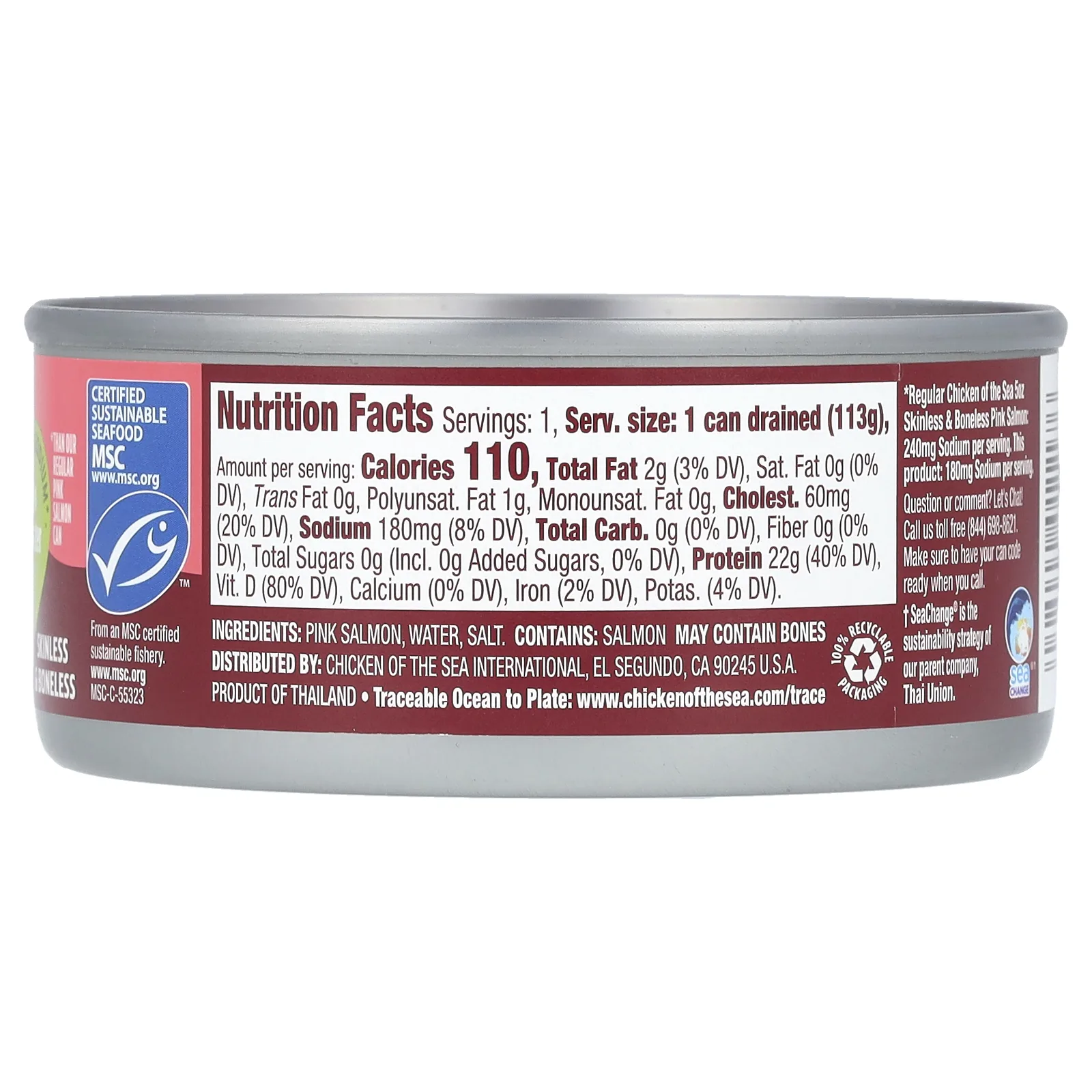 Chicken of the Sea, Дикий аляскинский лосось в воде, 142 г (5 унций)