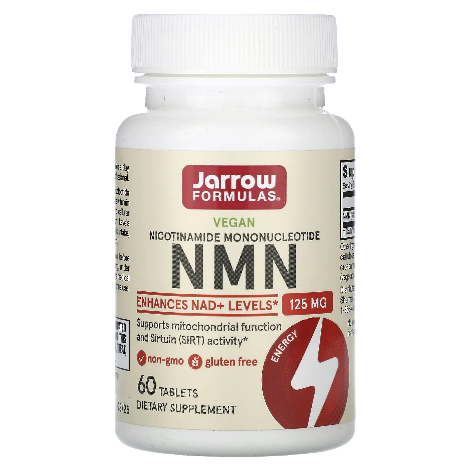 Jarrow Formulas, веганский NMN, 125 мг, 60 таблеток