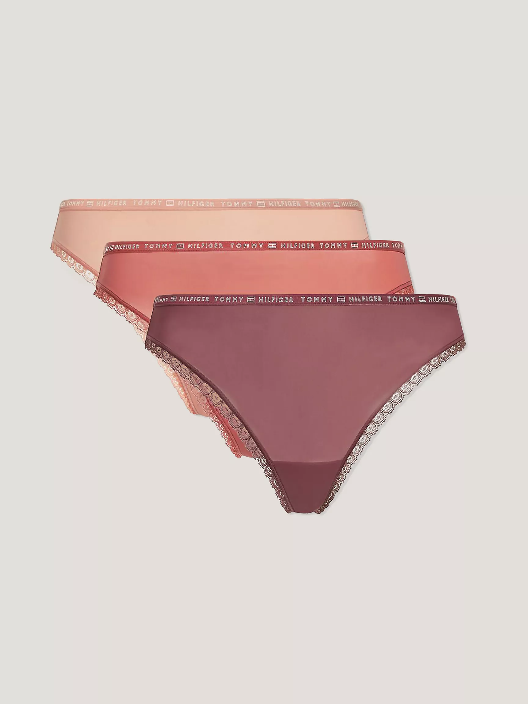 Женское нижнее белье Tommy Hilfiger, Набор из 3 кружевных стрингов с логотипом Tommy