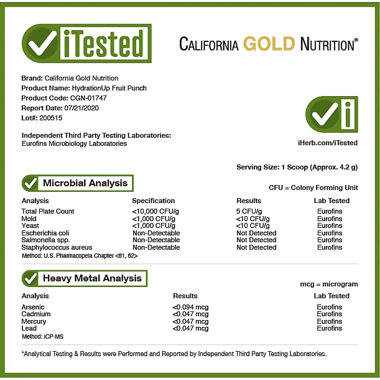 California Gold Nutrition, BEVERAGES, HydrationUp, напиток с электролитами, со вкусом фруктового пунша, 227 г (8 унций)