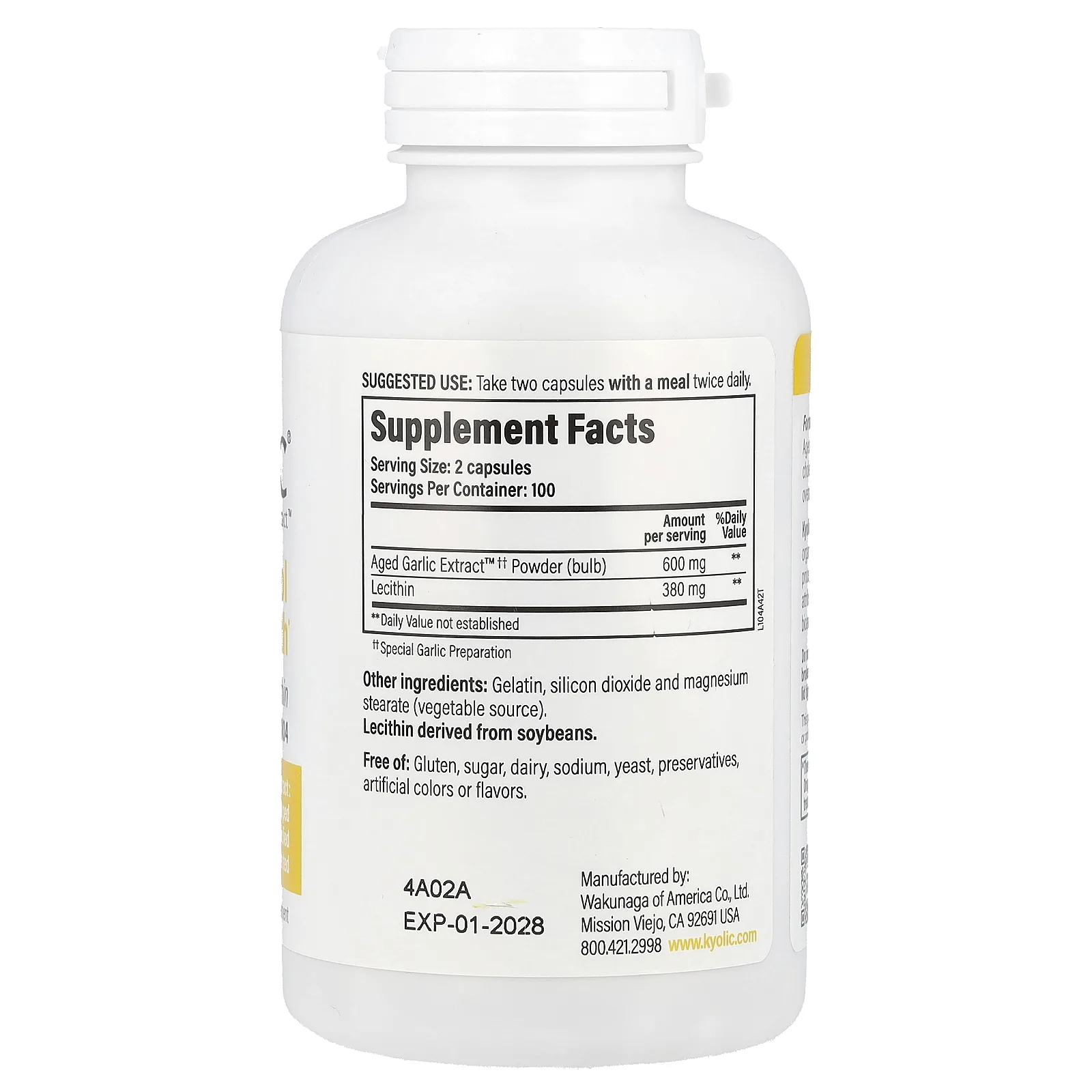 Kyolic, Aged Garlic Extract, выдержанный экстракт чеснока с лецитином, 200 капсул