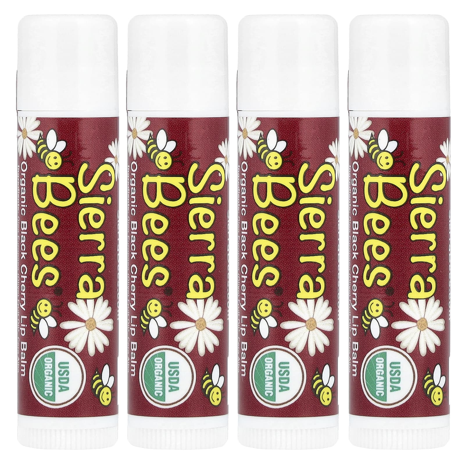 Sierra Bees, Органические бальзамы для губ, с запахом черешни, 4 в упаковке, 4,25 г (15 унций) каждый