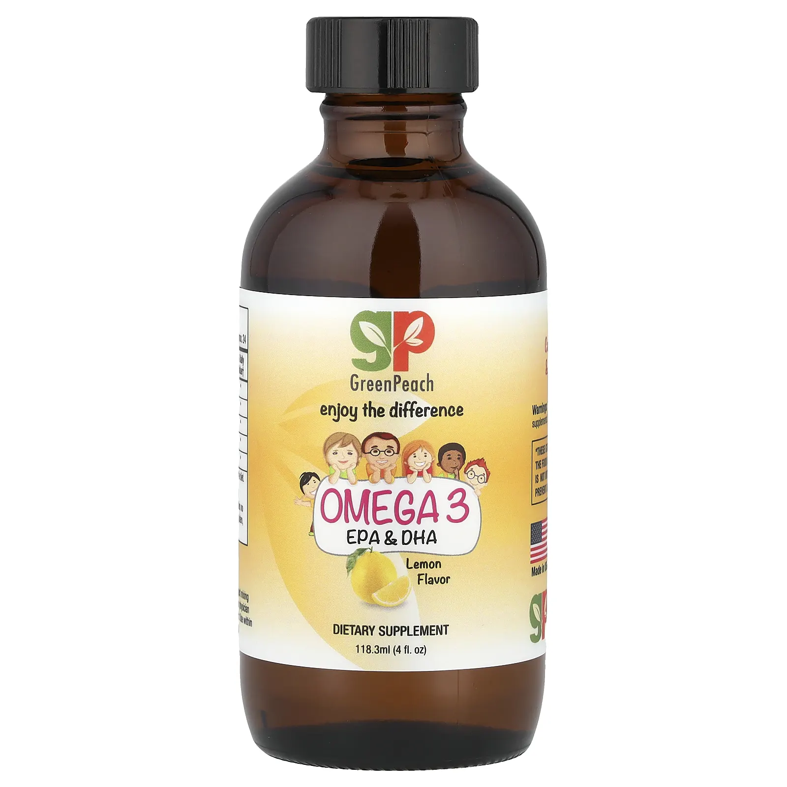 GreenPeach, Омега-3 с ЭПК и ДГК, лимон, 118,3 мл (4 жидк. Унции)
