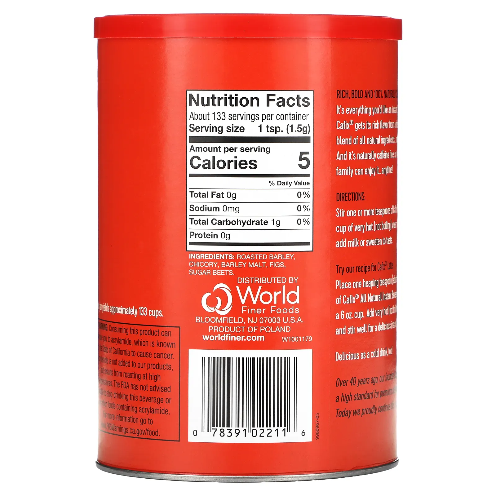 Cafix, Быстрорастворимый злаковый напиток, без кофеина, 200 г (7,05 унции)