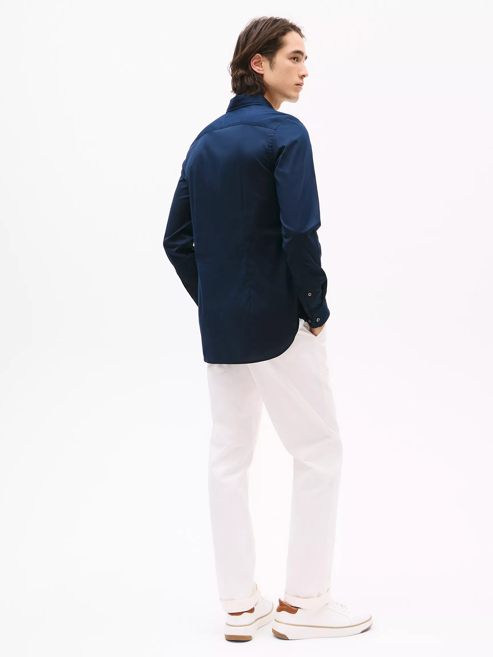 Мужская классическая рубашка Tommy Hilfiger, Приталенная рубашка THFlex из поплина