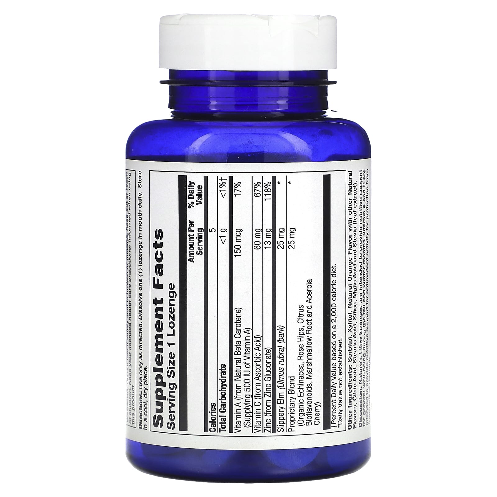 Nature's Life, Леденцы с цинком, апельсин`` 50 пастилок