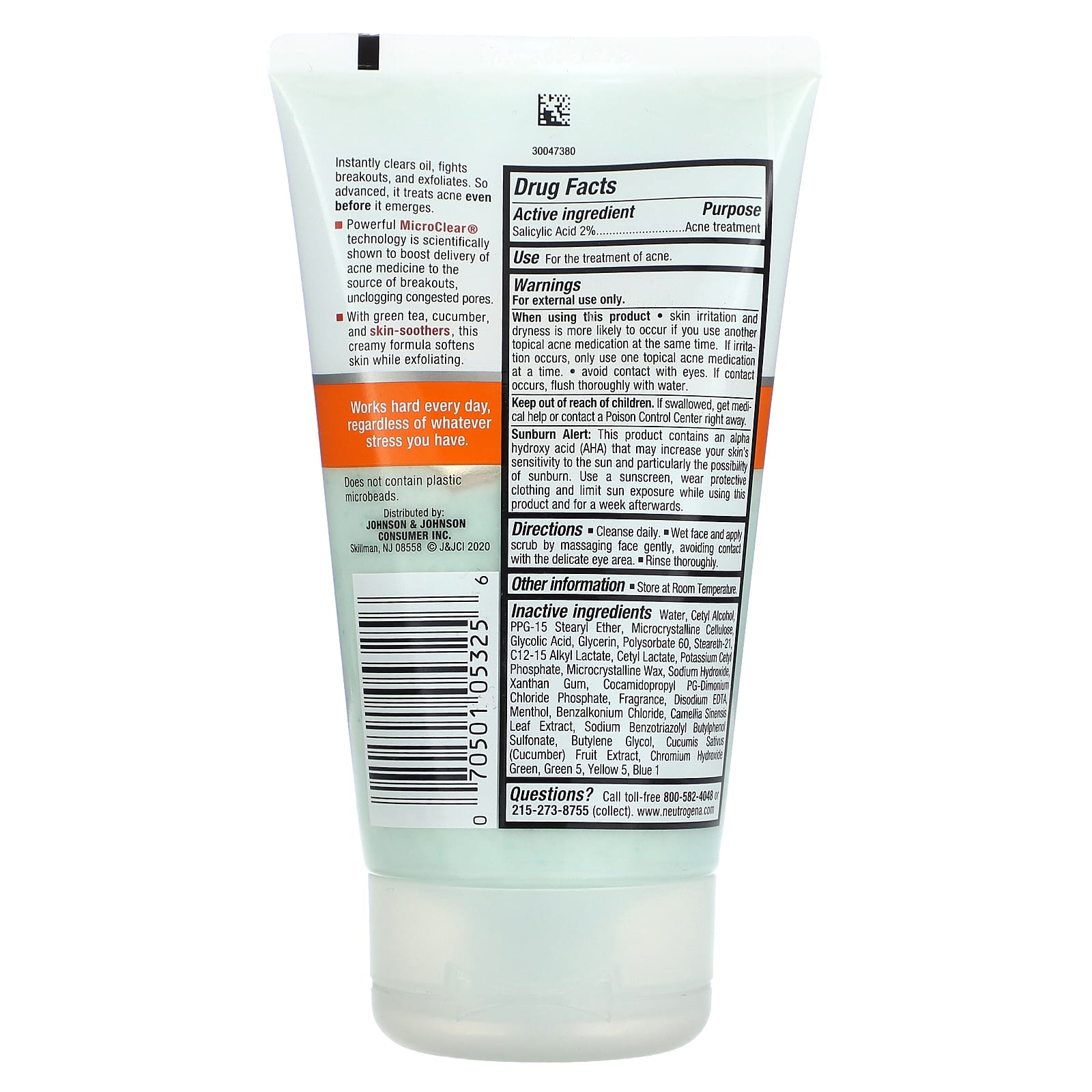 Neutrogena, Acne и Stress Control, без масла, 125 мл (4,2 жидк. Унции)