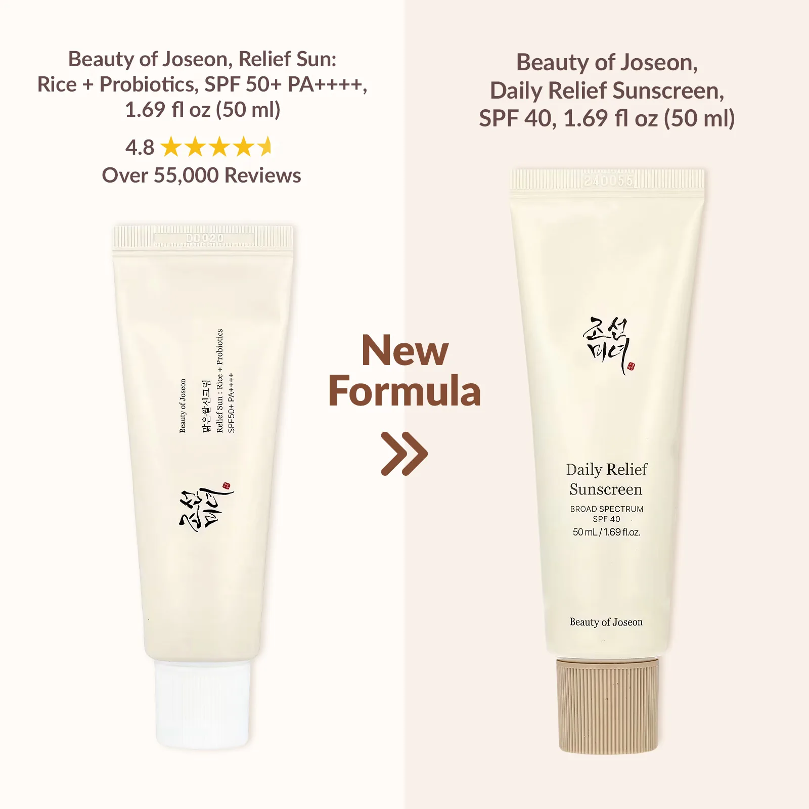 Beauty of Joseon, Очищающее солнцезащитное средство Daily Relief, SPF 40, 50 мл (1,69 жидк. унц.)