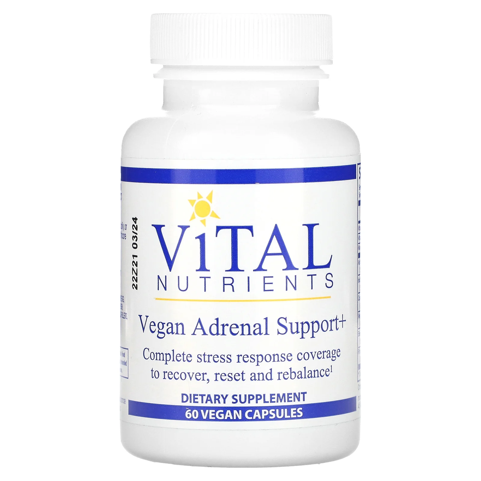 Vital Nutrients, Vegan Adrenal Support +, 60 веганских капсул