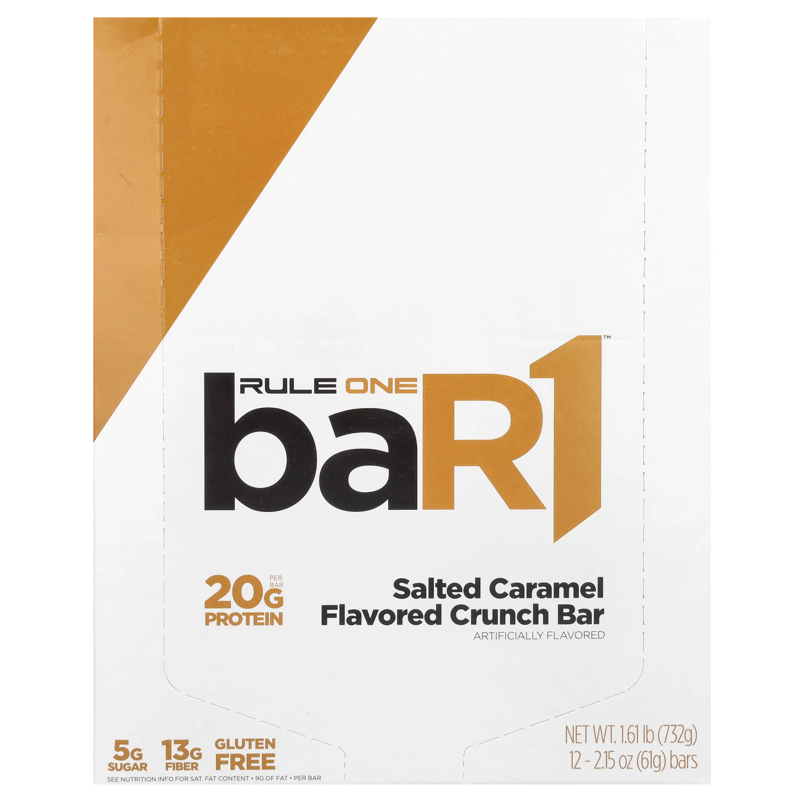 Rule One Proteins, baR1, батончик с соленой карамелью, 12 батончиков, 61 г (2,15 унции)
