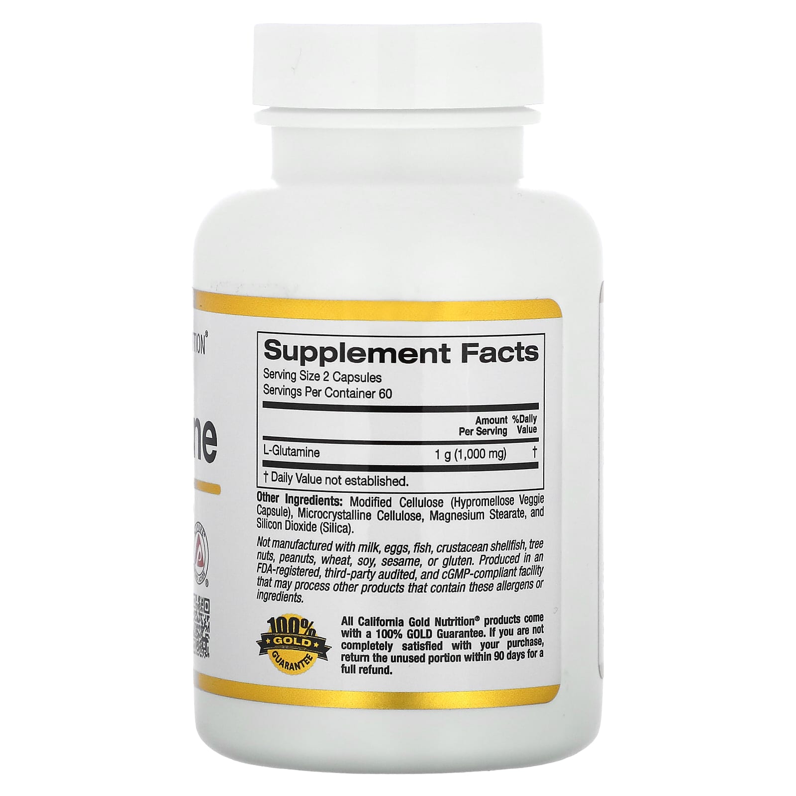 California Gold Nutrition, L-глютамин, AjiPure, 120 растительных капсул