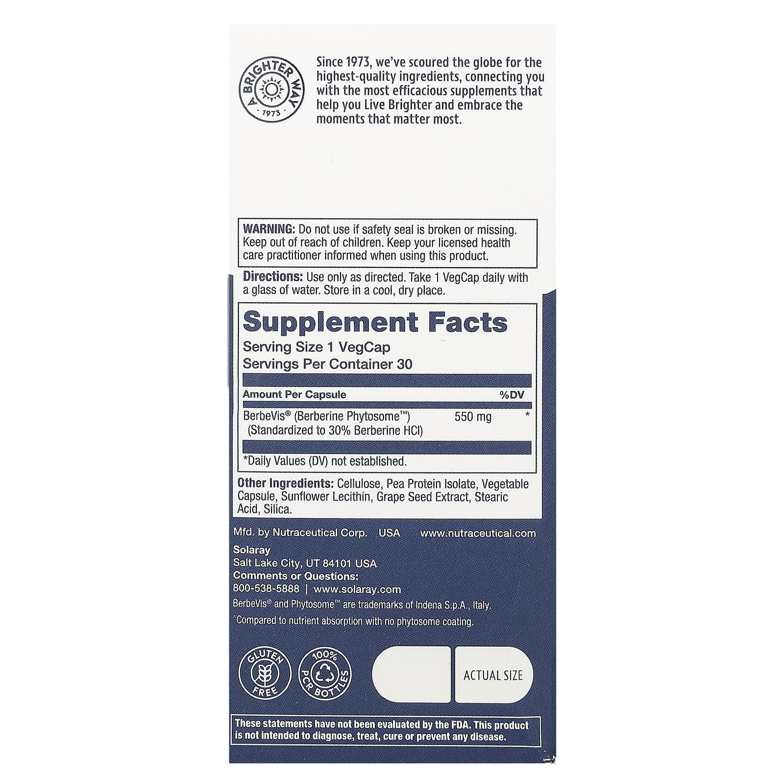 Solaray, берберин и фитосома, 30 растительных капсул