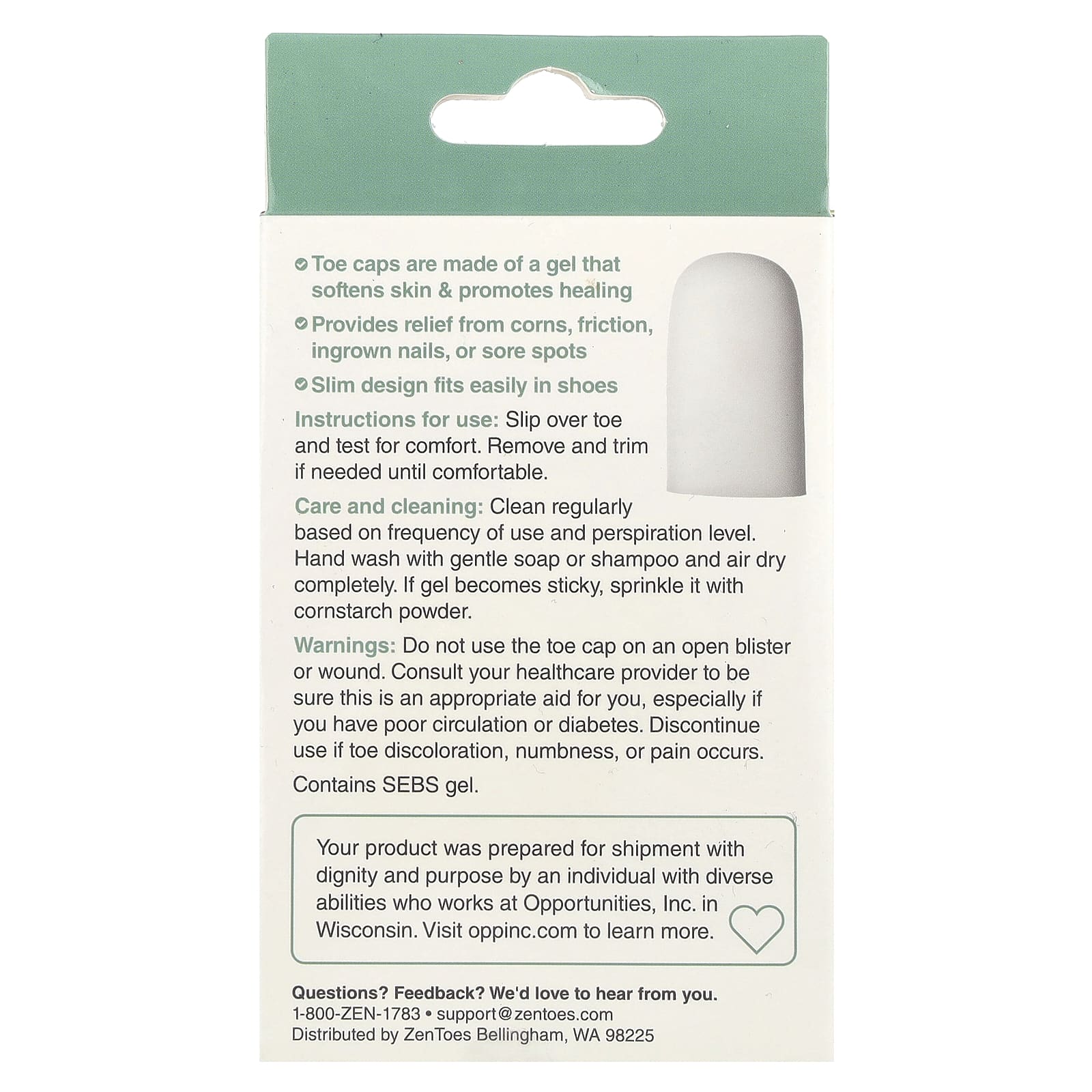 ZenToes, Гелевые колпачки, маленькие, серые, 2 шт. В упаковке