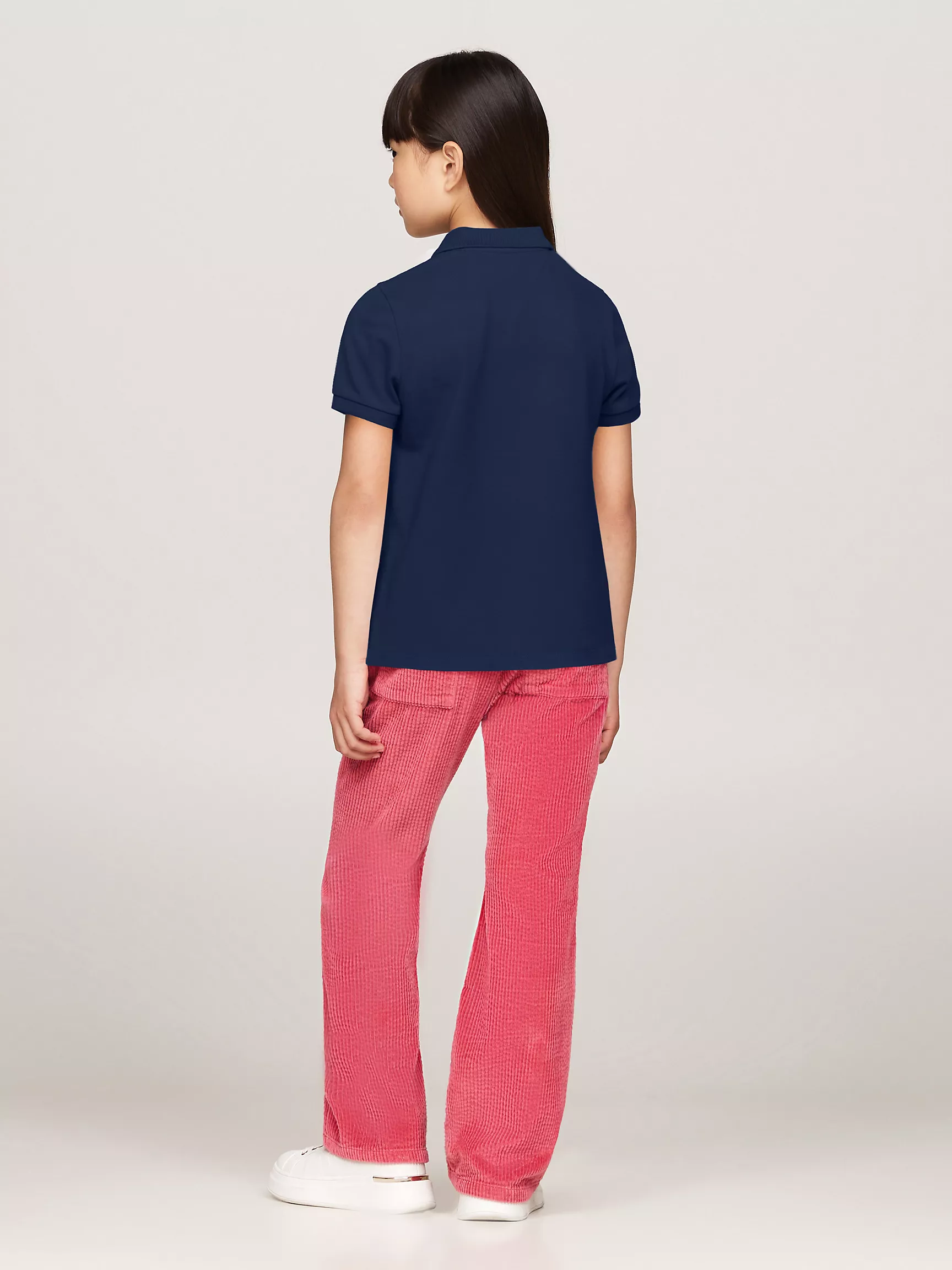 Рубашка-поло для девочек Tommy Hilfiger, Детское эластичное однотонное поло