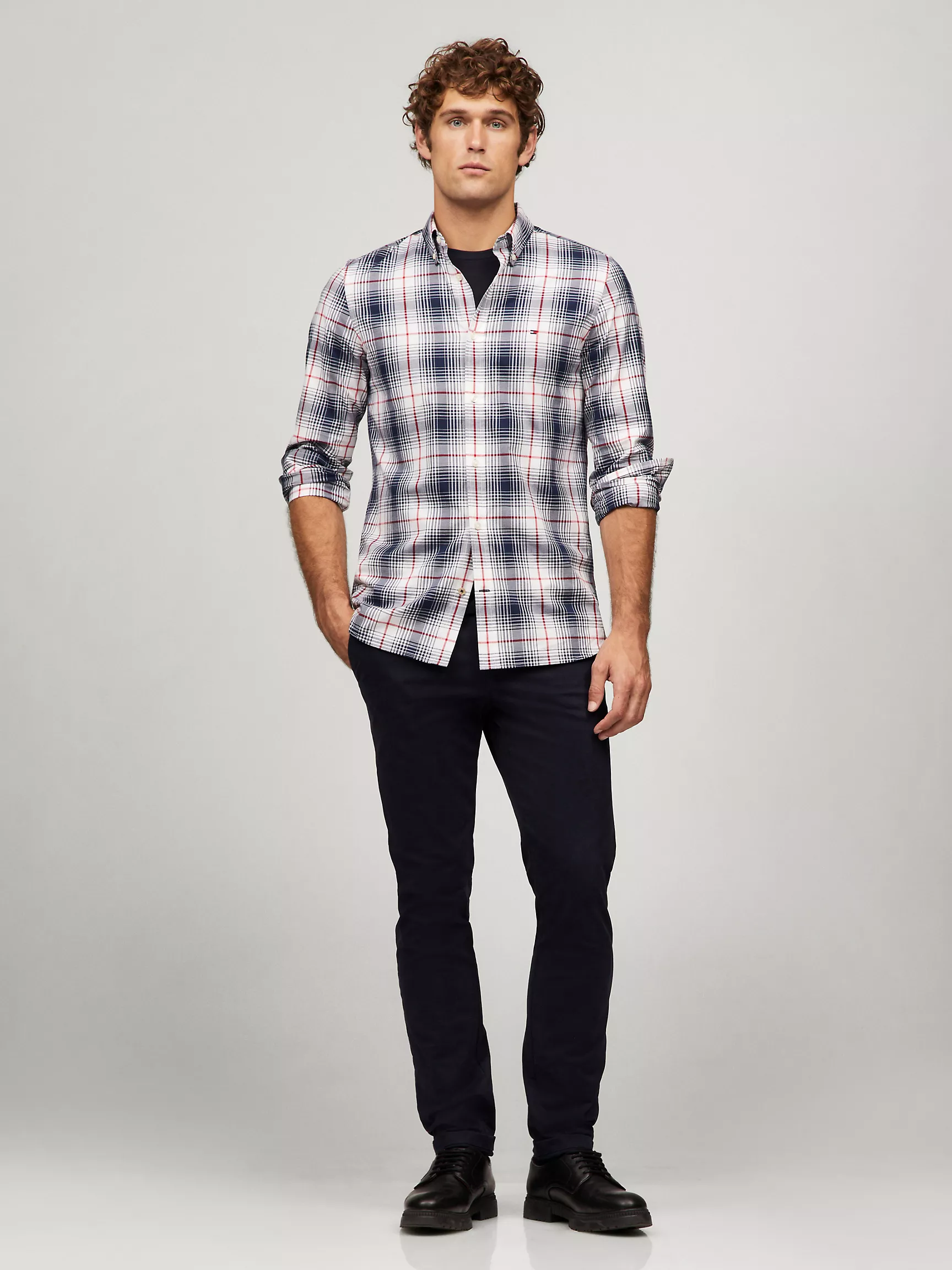 Мужская рубашка Tommy Hilfiger, Клетчатая рубашка стандартного кроя из поплина