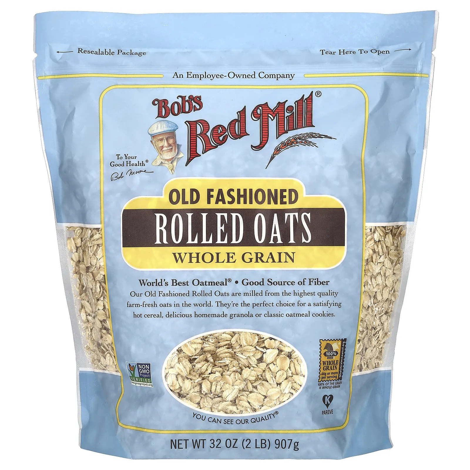 Bob's Red Mill, Old Fashioned Rolled Oats, цельнозерновые, 907 г (32 унции)