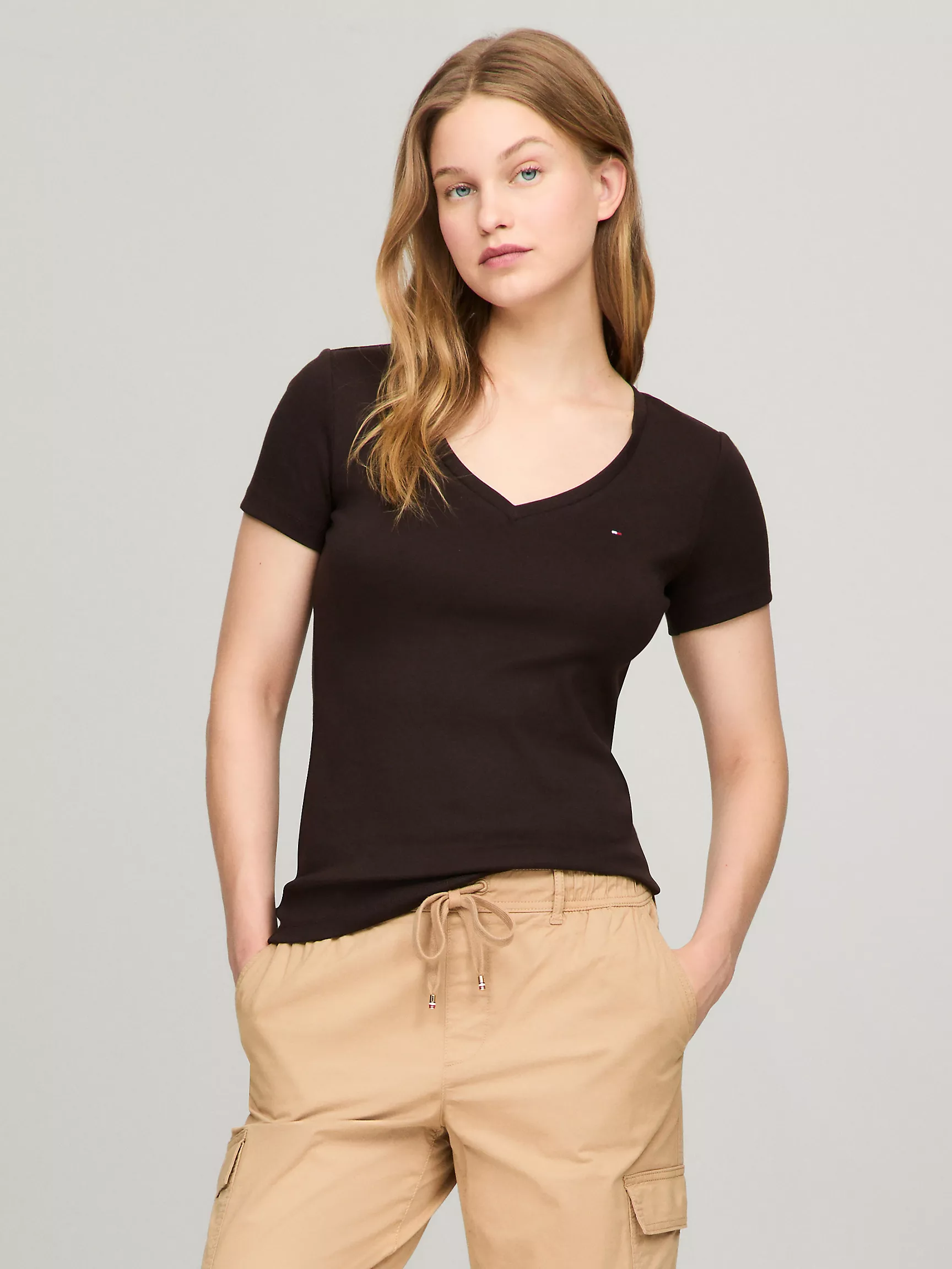 Женская футболка Tommy Hilfiger, Футболка с V-образным вырезом