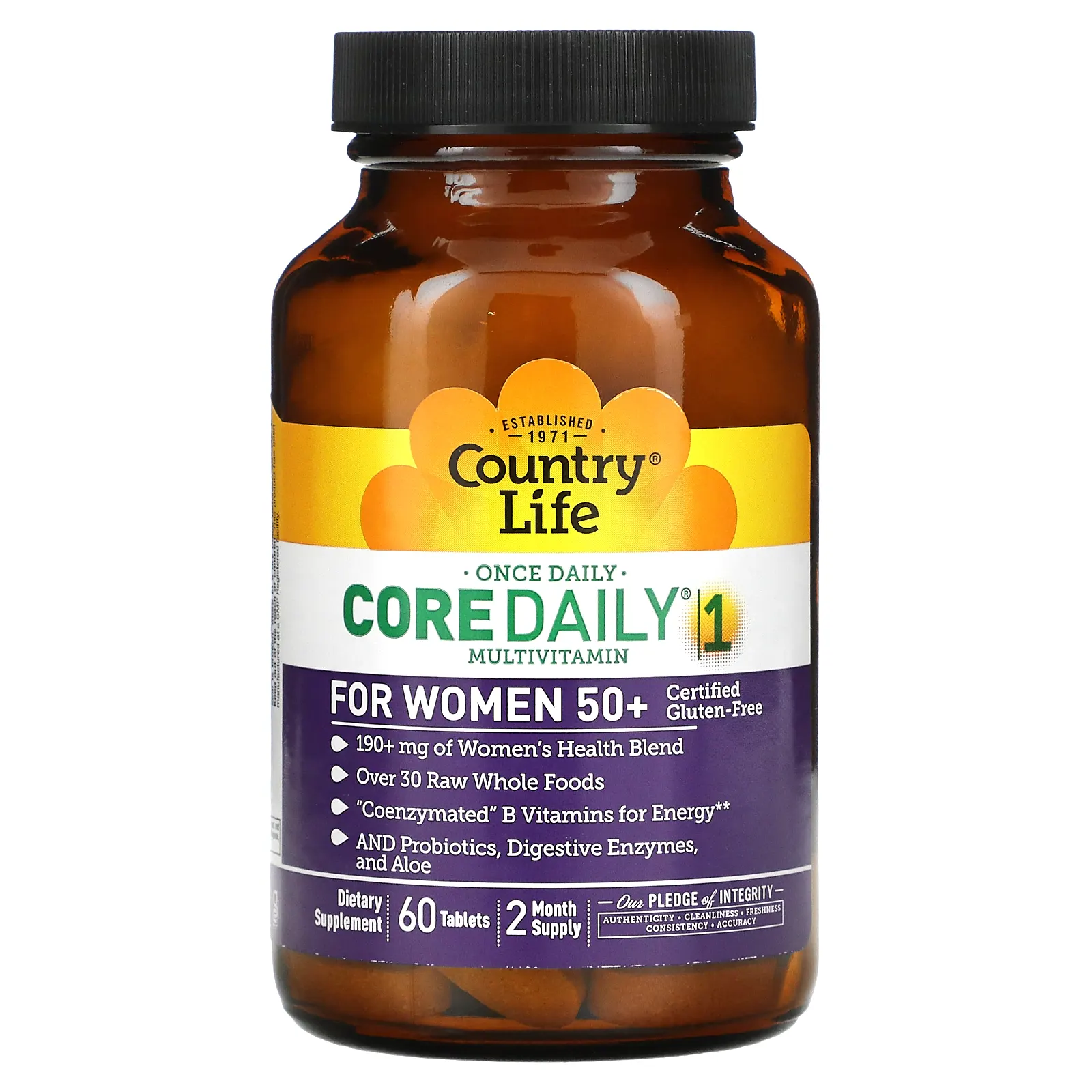 Country Life, Мультивитамины Core Daily-1 для женщин старше 50 лет, 60 таблеток