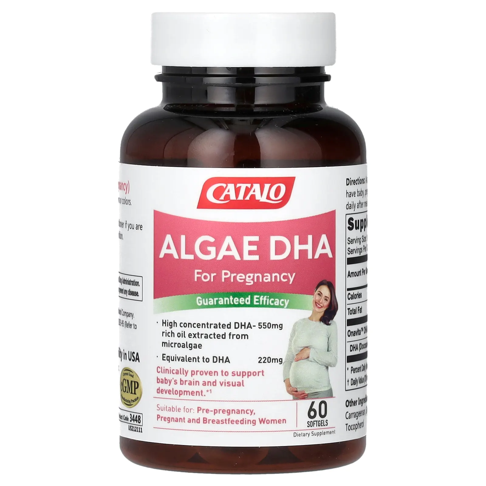 Catalo Naturals, ДГК из водорослей для беременности, 60 мягких таблеток