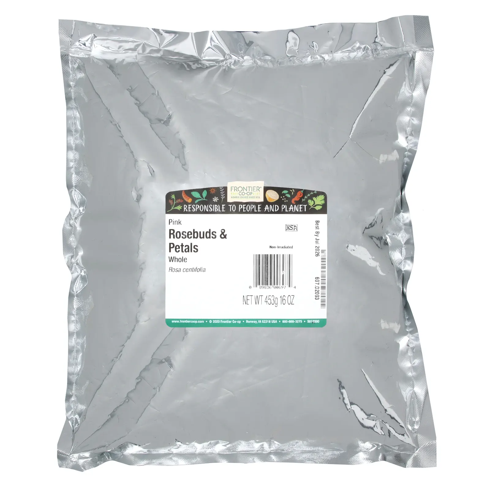 Frontier Co-op, Целые розовые бутоны и лепестки, 453 г (16 унций)