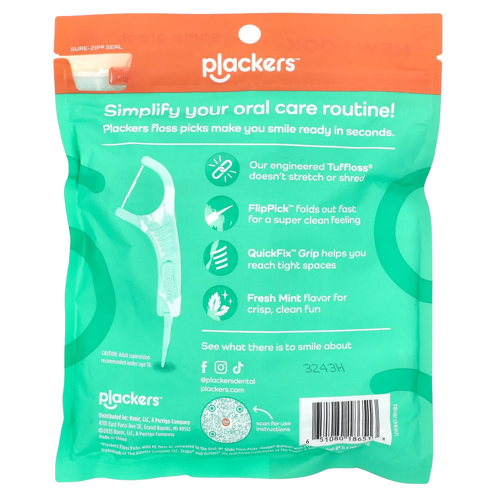 Plackers, Micro Line, зубная нить, свежая мята, 150 шт.