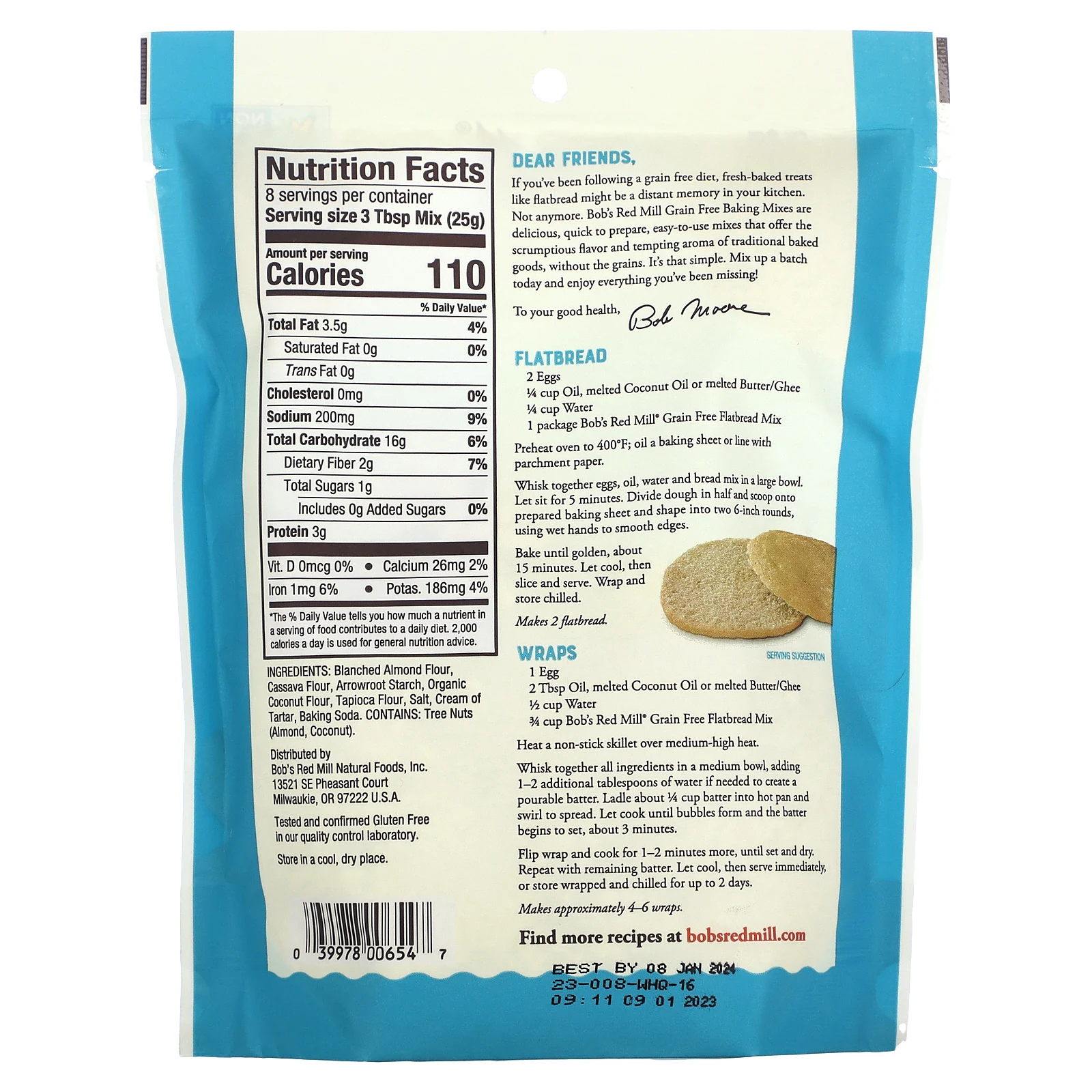 Bob's Red Mill, Смесь для лепешек без злаков, 200 г (7,05 унции)