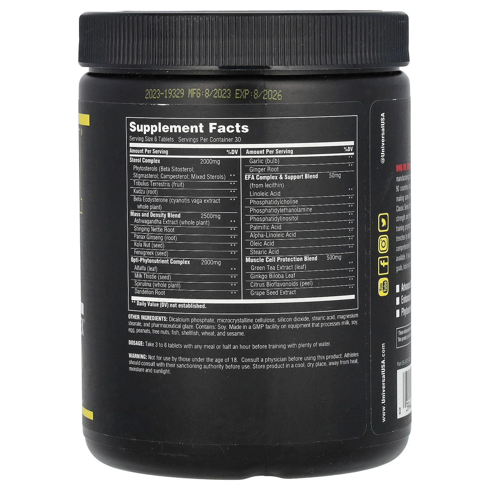 Universal U, Classic Series, комплекс натуральных стеролов, 180 таблеток