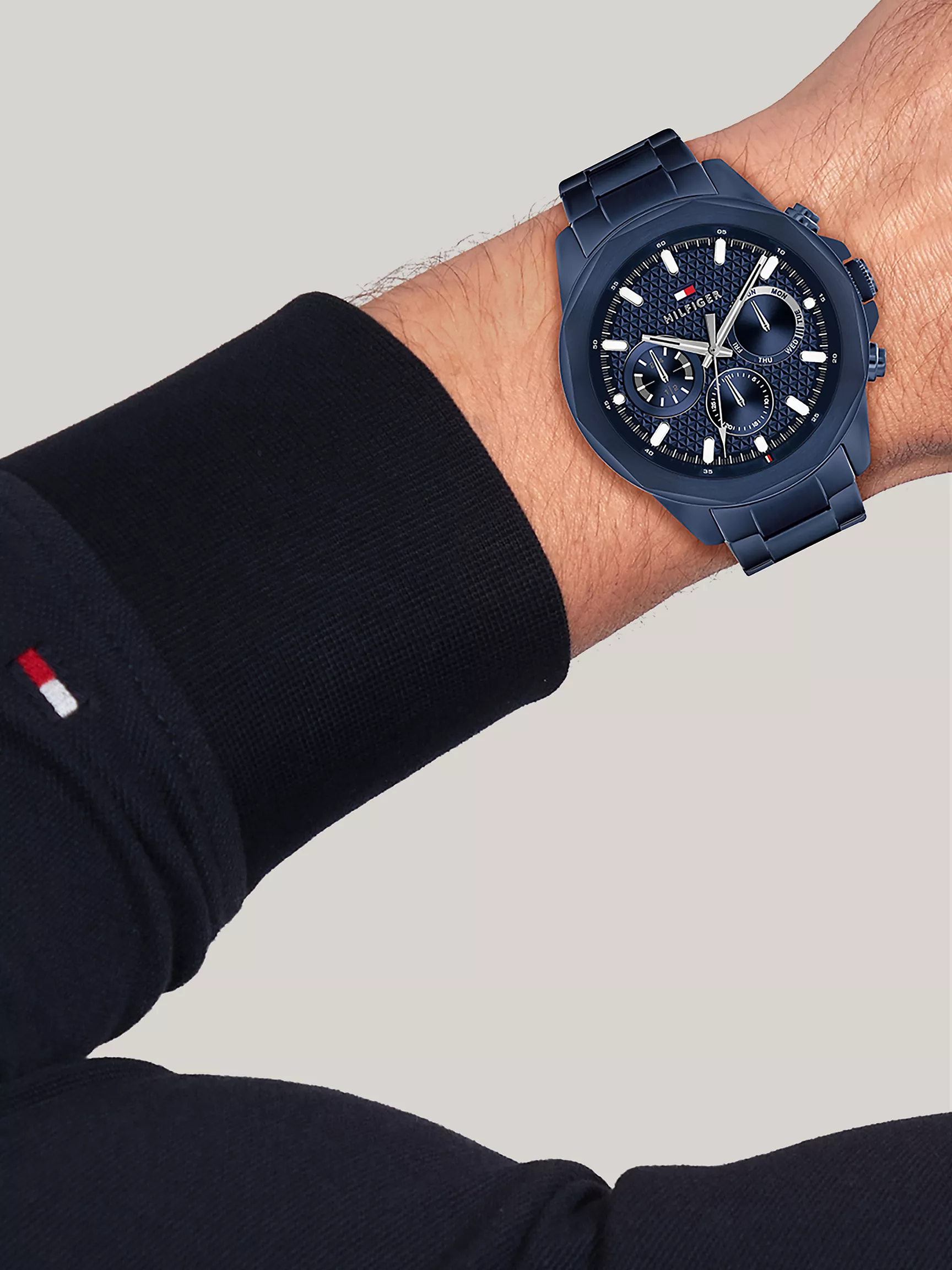 Мужские часы Tommy Hilfiger, Спортивные часы 46 мм с синим ионным покрытием