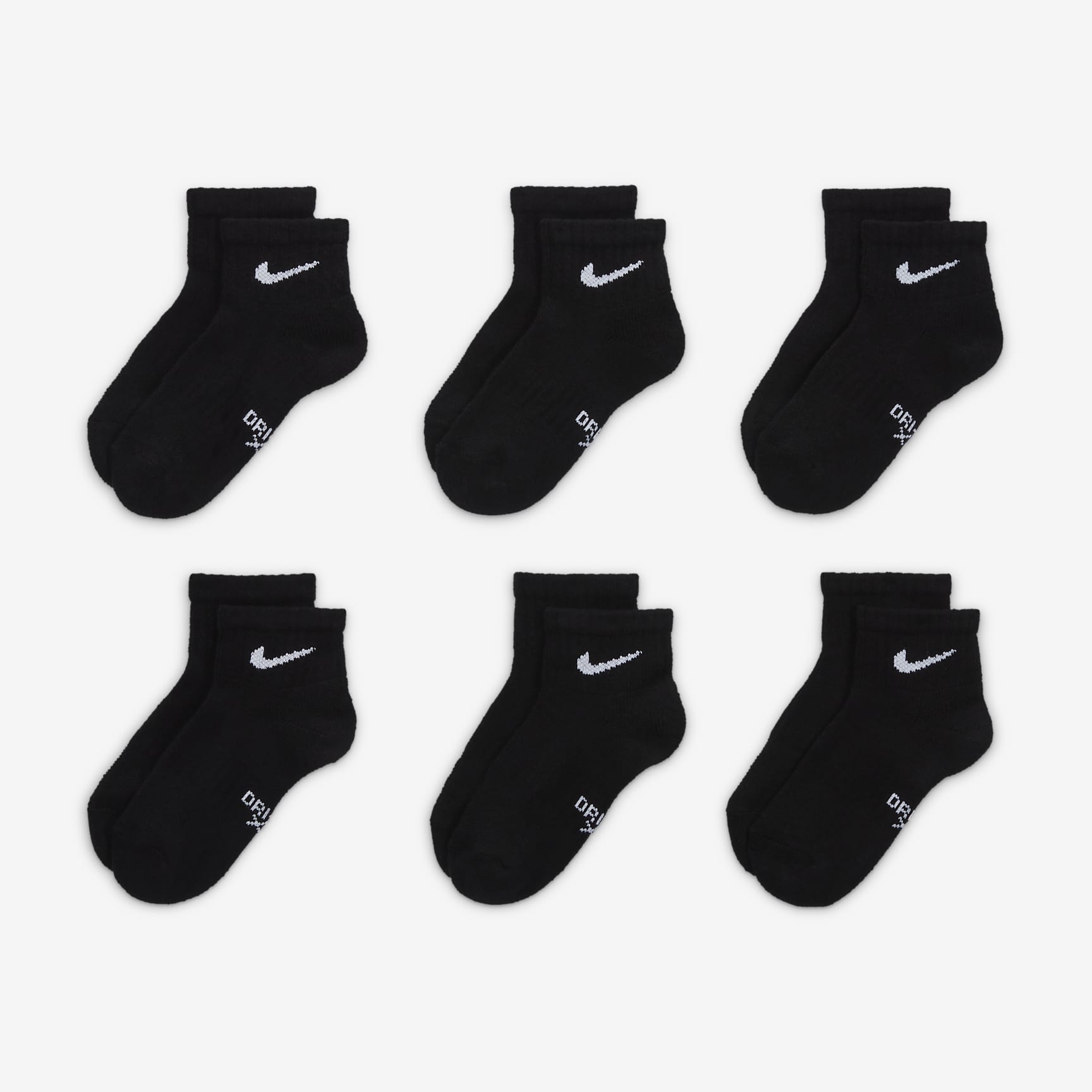 Nike Dri-FIT Performance Basics Little Kids' Quarter Socks (6 Pairs)