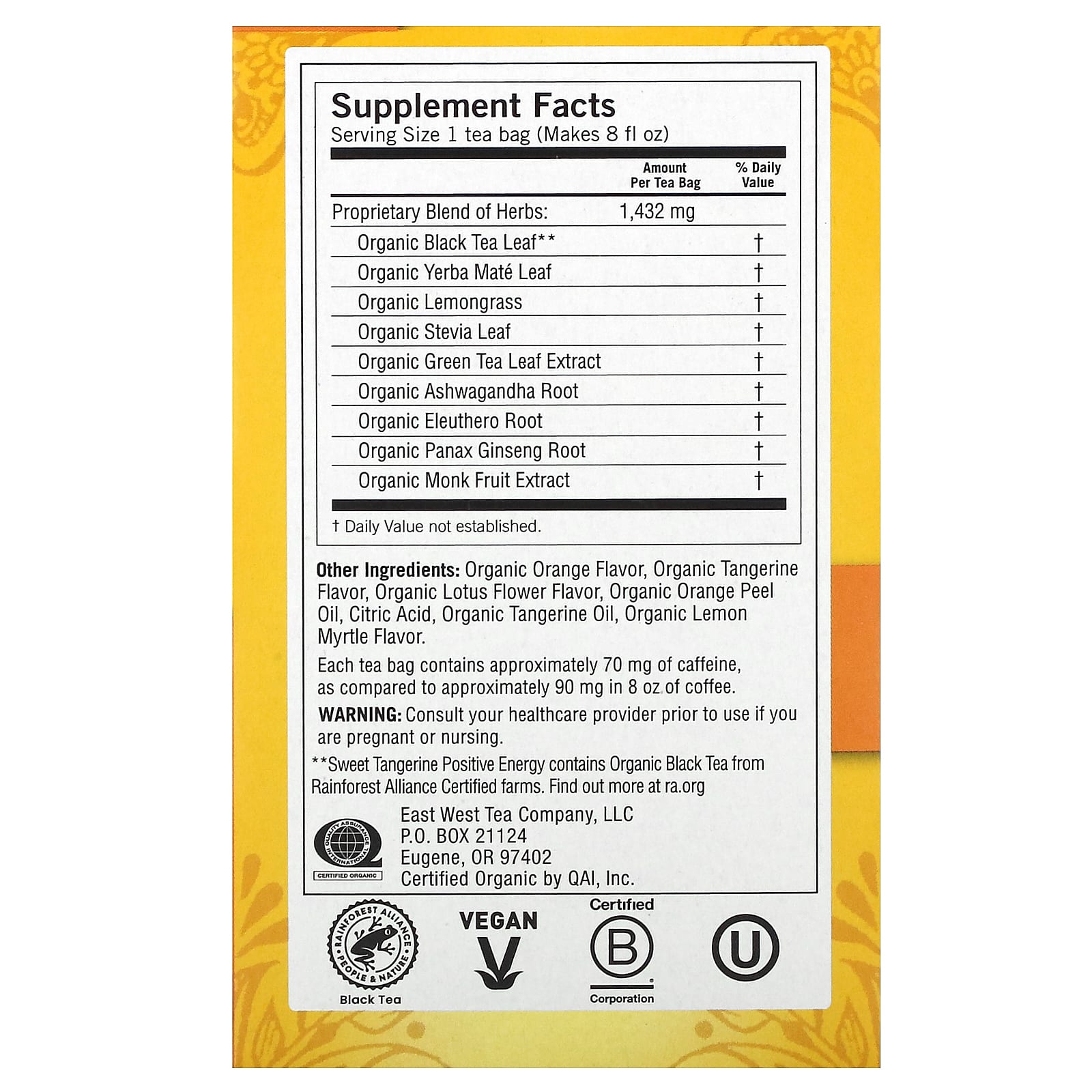 Yogi Tea, Positive Energy, сладкий мандарин, 16 чайных пакетиков, 29 г (1,02 унции)