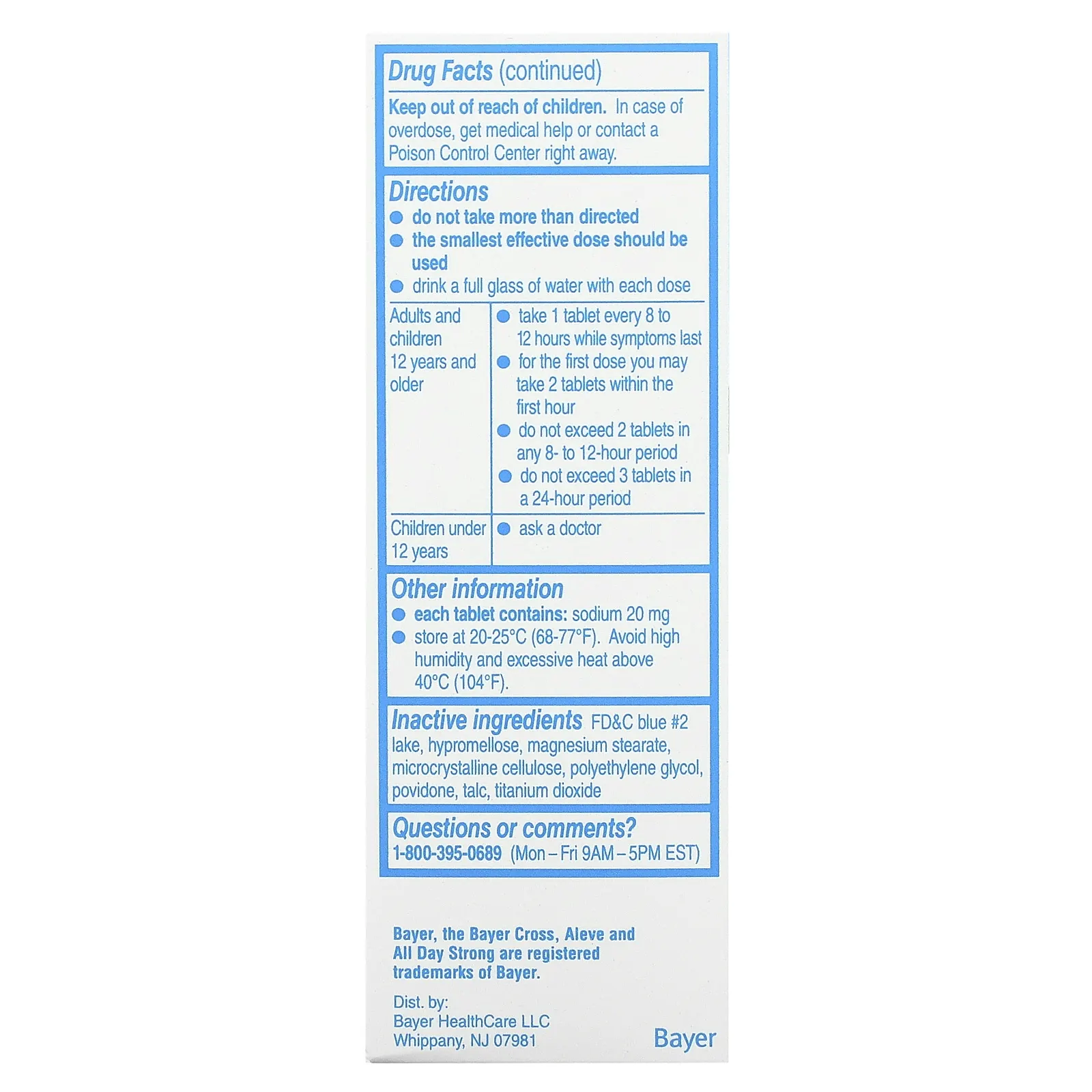 Aleve, Напроксен натрия в таблетках, от головной боли, 220 мг, 90 таблеток