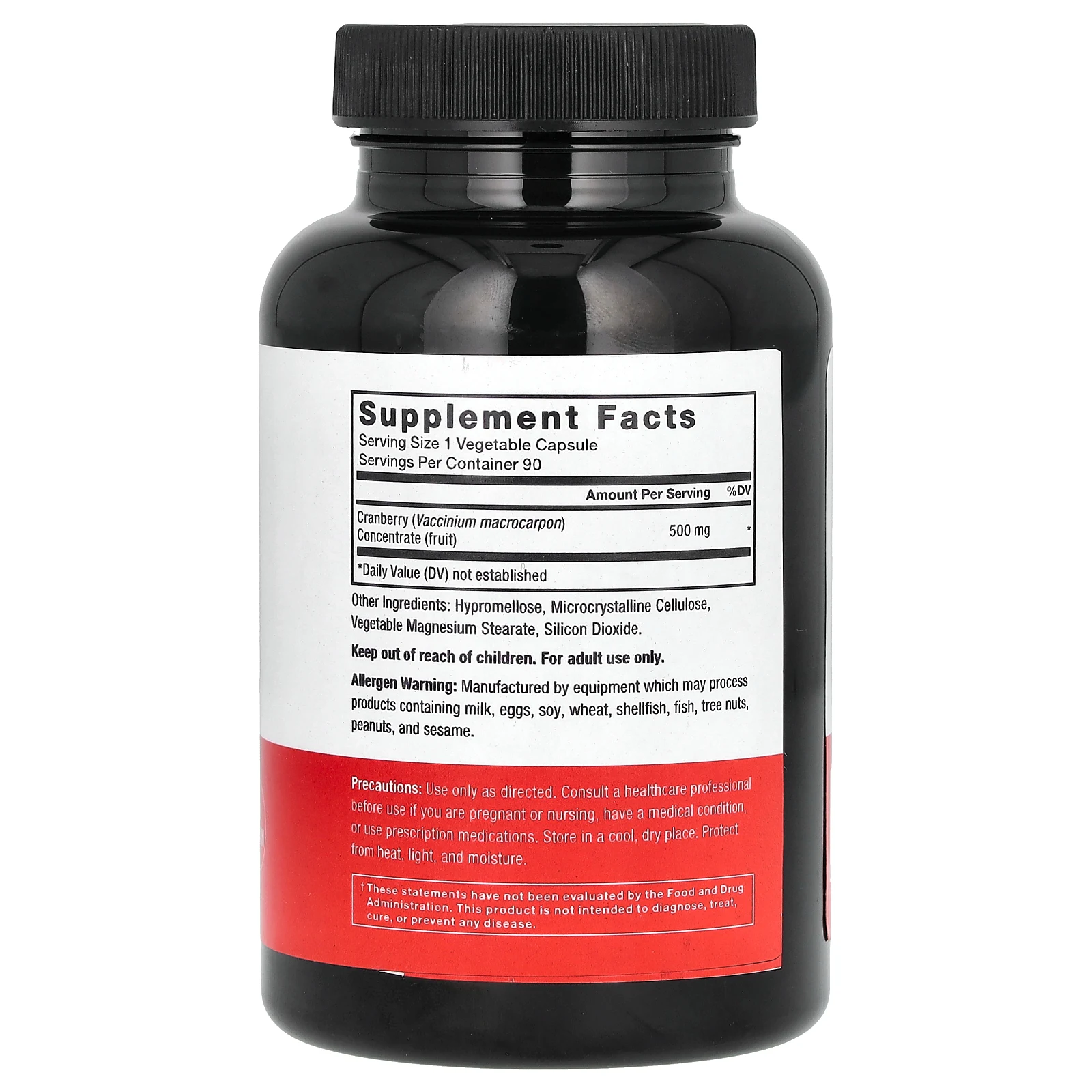 Force Factor, клюквенный концентрат, 500 мг, 90 вегетарианских капсул