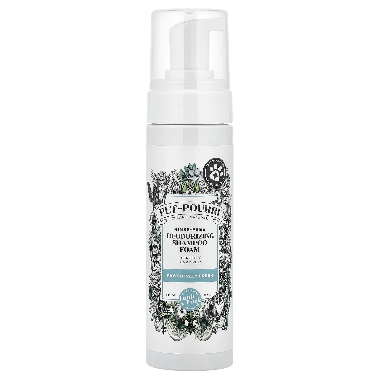 Poo-Pourri, Pet-Pourri ™, дезодорирующий шампунь-пенка без смывания, свежесть, 6 жидк. Унций (177 мл)