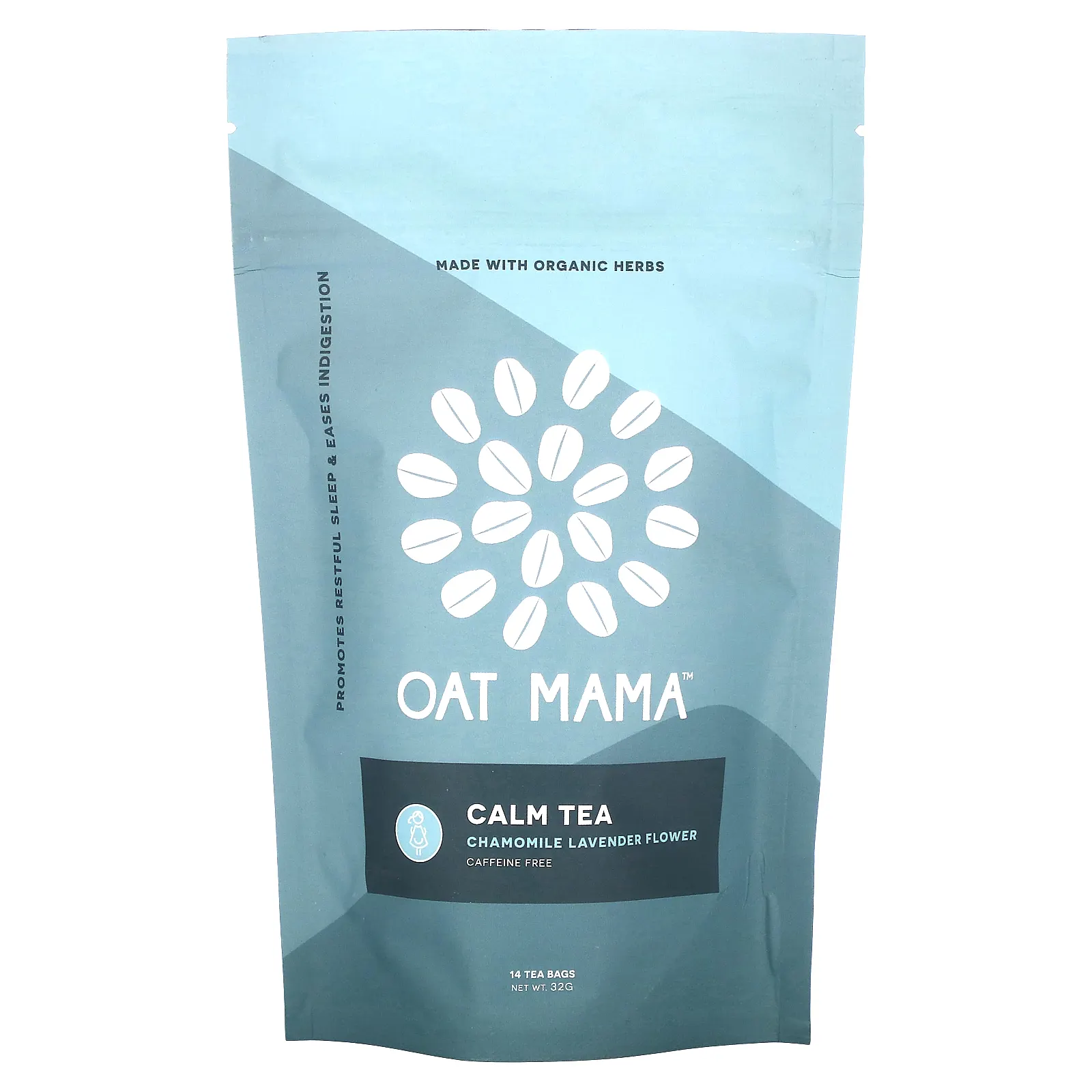 Oat Mama, Calm Tea, чай с ромашкой и лавандой, без кофеина, 14 чайных пакетиков, 32 г